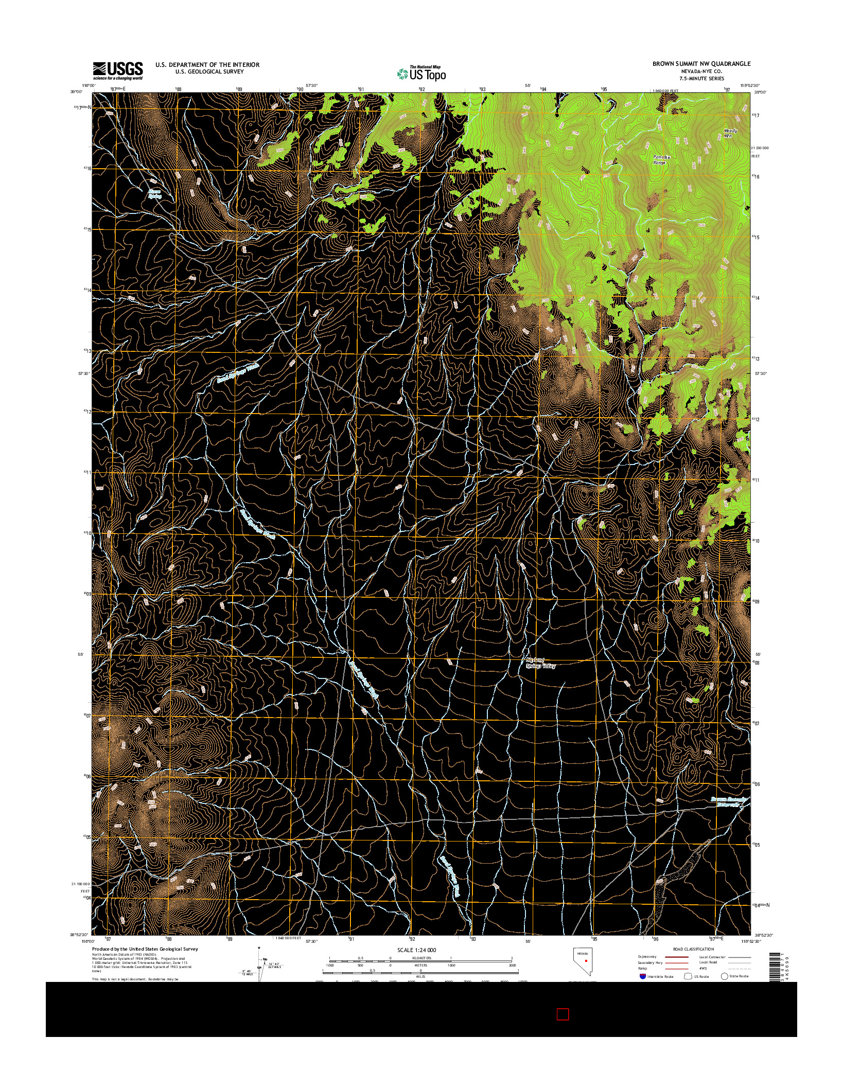 USGS US TOPO 7.5-MINUTE MAP FOR BROWN SUMMIT NW, NV 2014