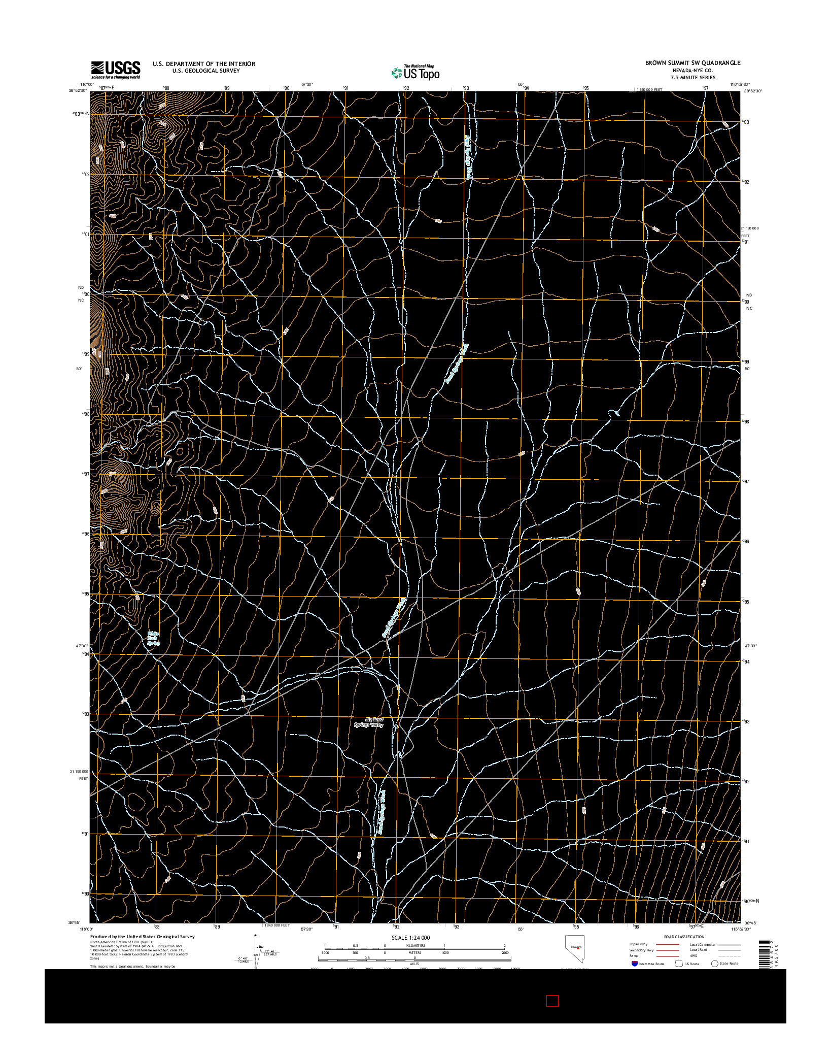 USGS US TOPO 7.5-MINUTE MAP FOR BROWN SUMMIT SW, NV 2014