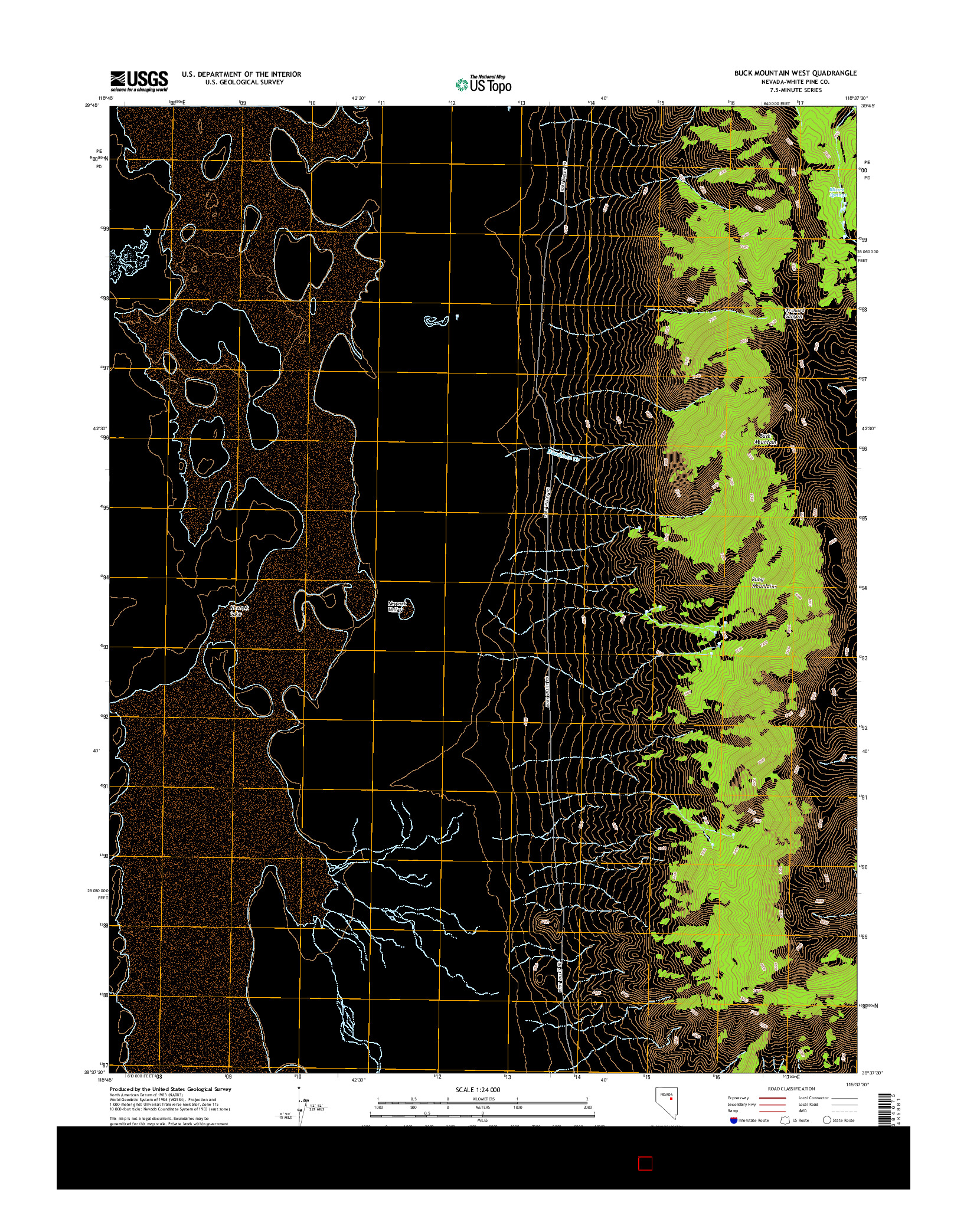 USGS US TOPO 7.5-MINUTE MAP FOR BUCK MOUNTAIN WEST, NV 2014