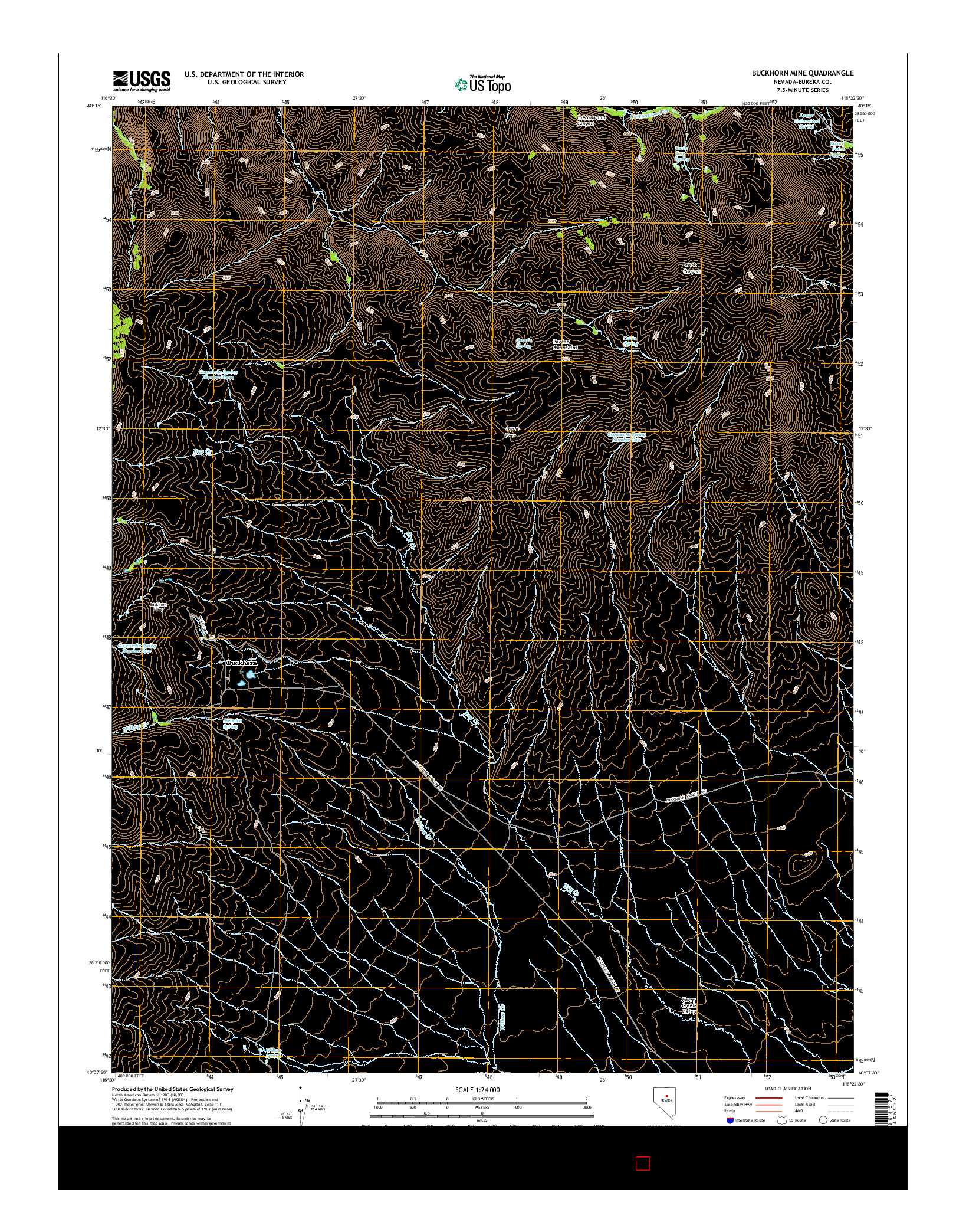 USGS US TOPO 7.5-MINUTE MAP FOR BUCKHORN MINE, NV 2014
