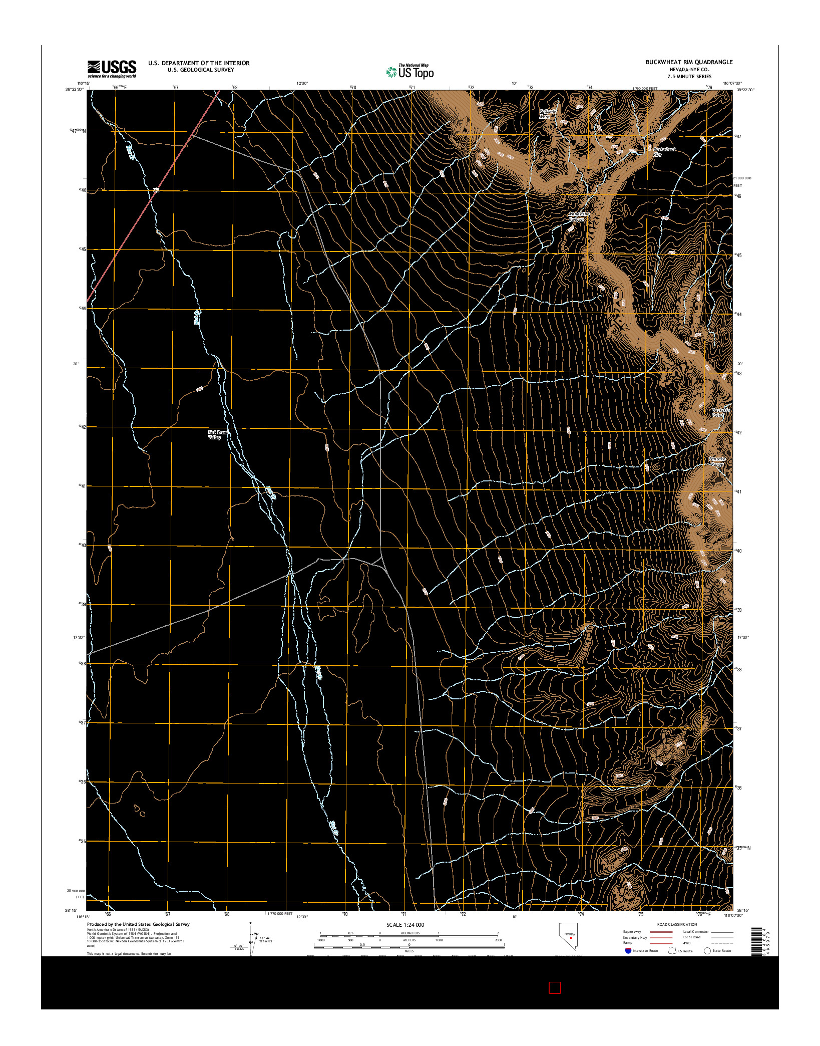 USGS US TOPO 7.5-MINUTE MAP FOR BUCKWHEAT RIM, NV 2014