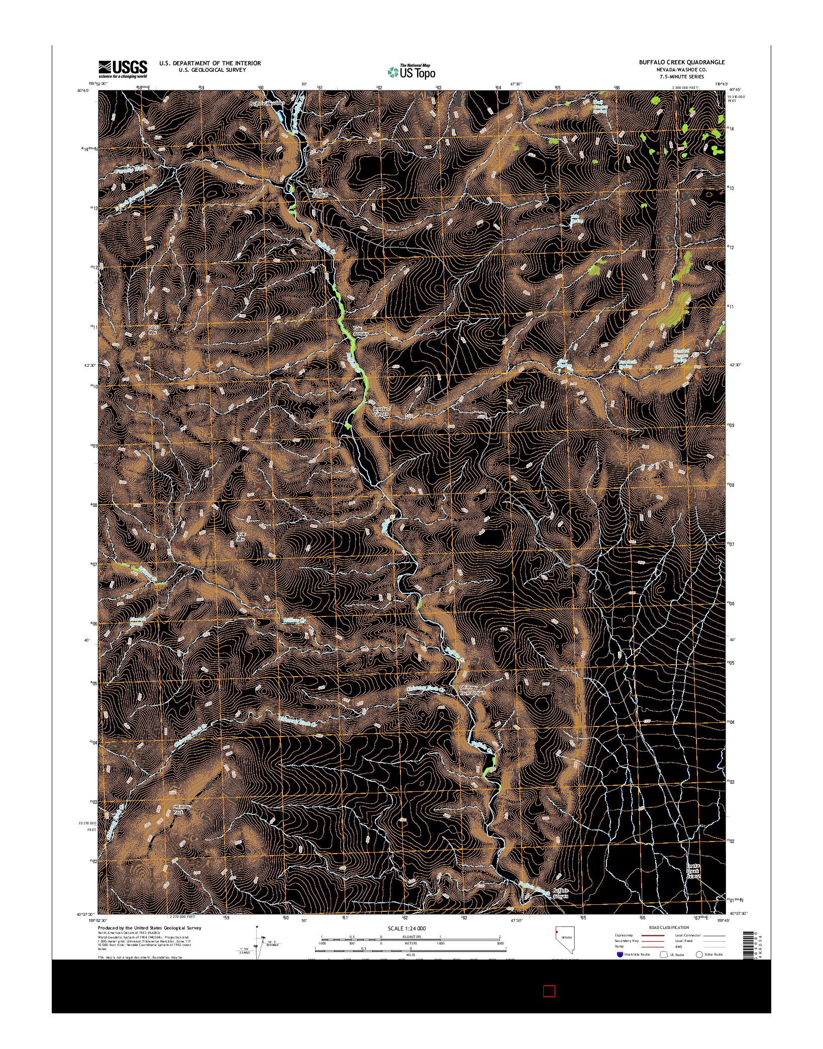 USGS US TOPO 7.5-MINUTE MAP FOR BUFFALO CREEK, NV 2014