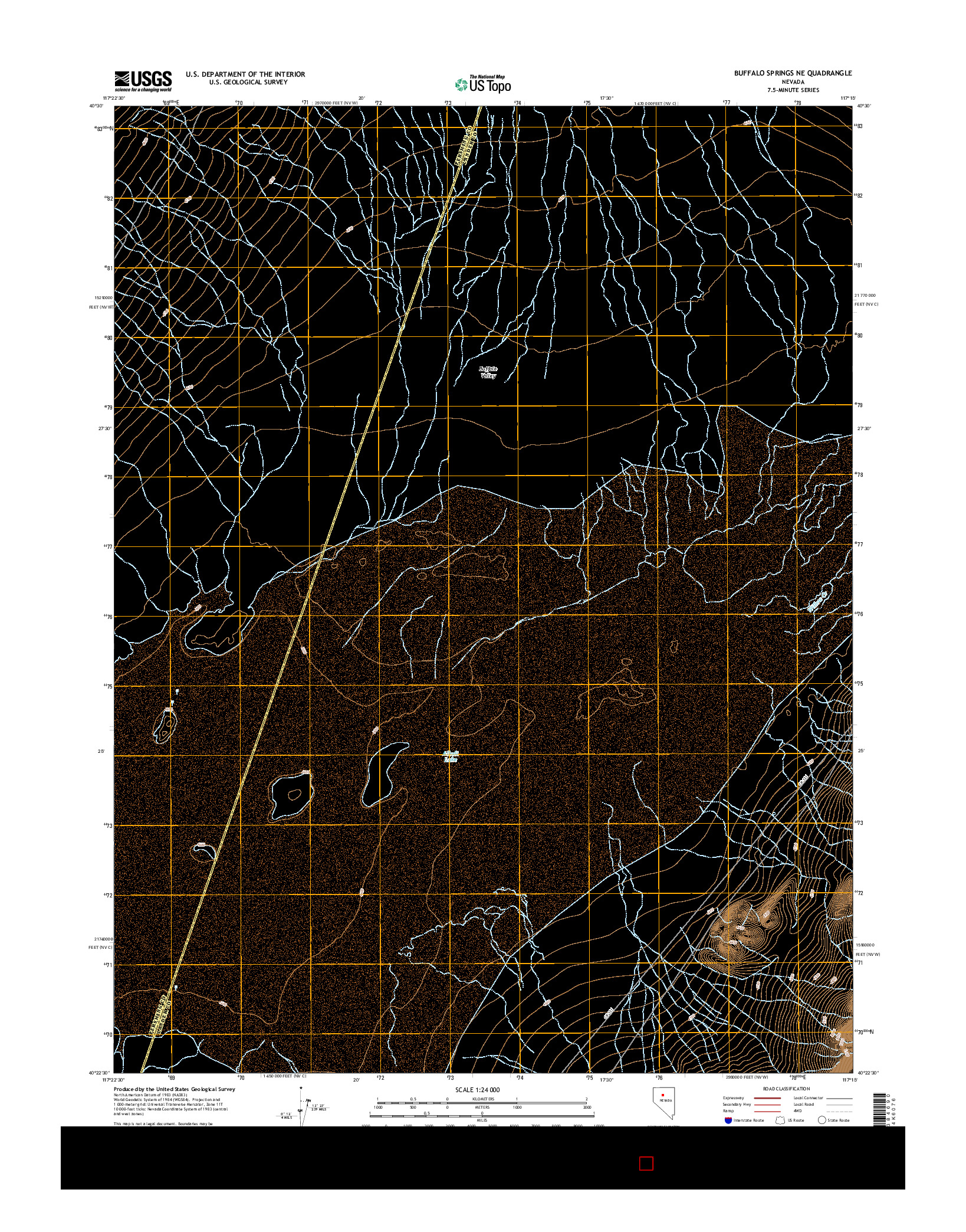 USGS US TOPO 7.5-MINUTE MAP FOR BUFFALO SPRINGS NE, NV 2014
