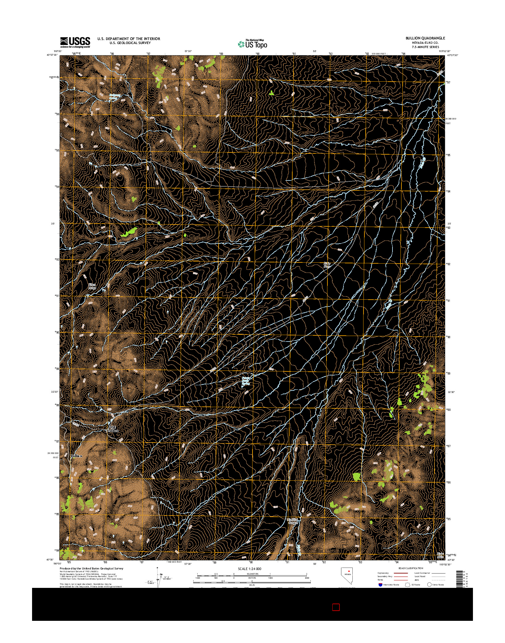 USGS US TOPO 7.5-MINUTE MAP FOR BULLION, NV 2014