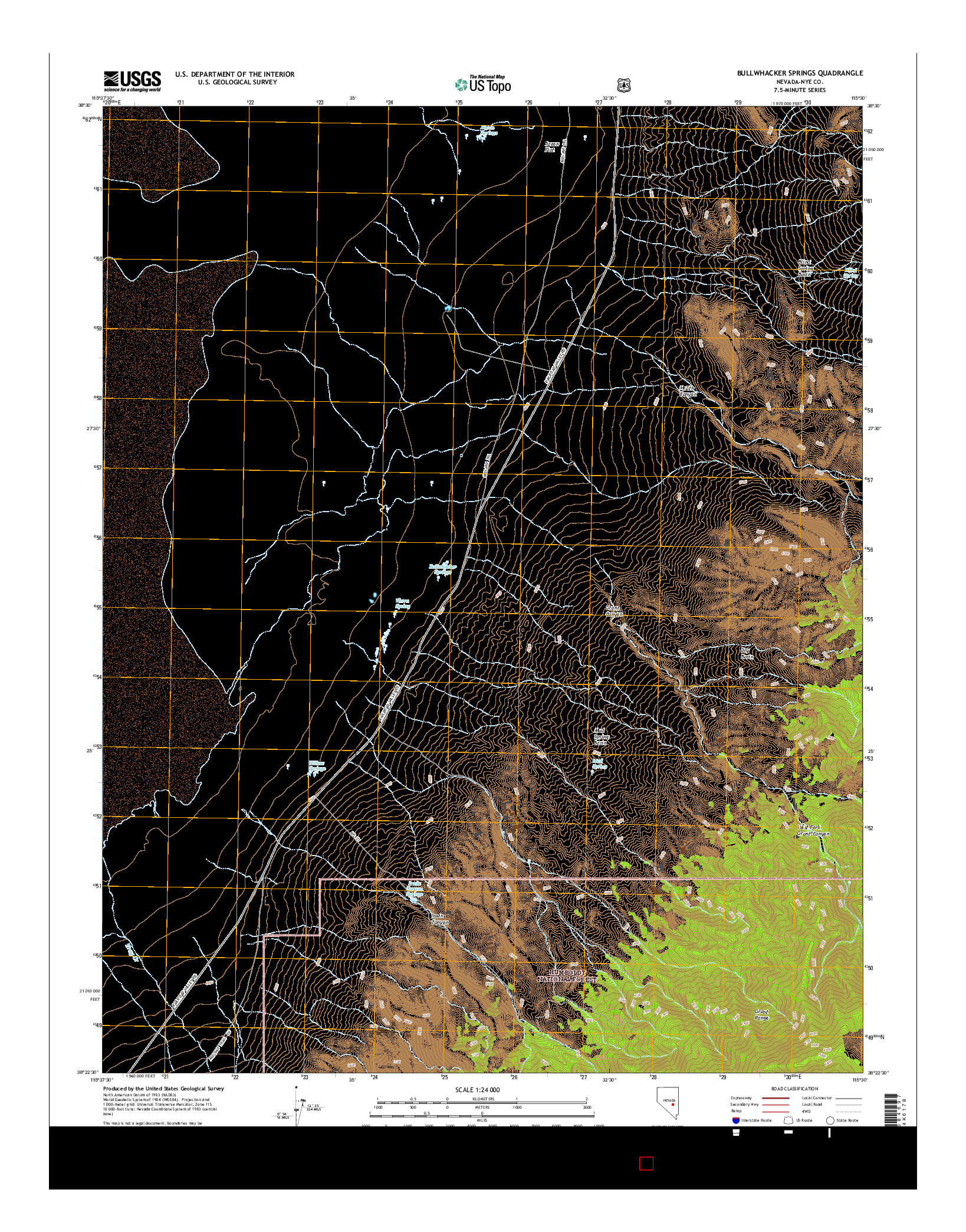 USGS US TOPO 7.5-MINUTE MAP FOR BULLWHACKER SPRINGS, NV 2014