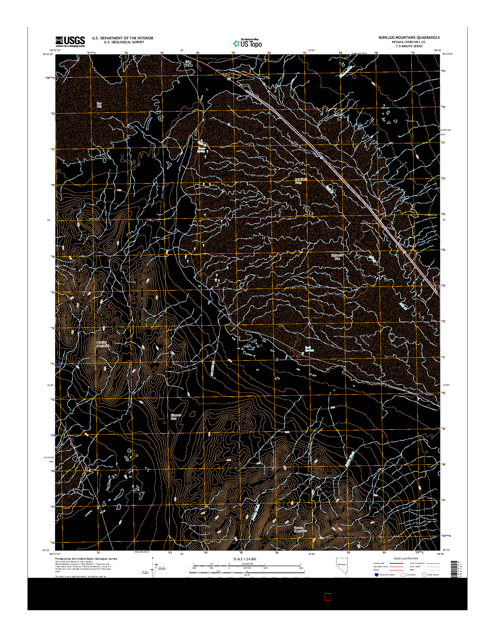 USGS US TOPO 7.5-MINUTE MAP FOR BUNEJUG MOUNTAINS, NV 2014