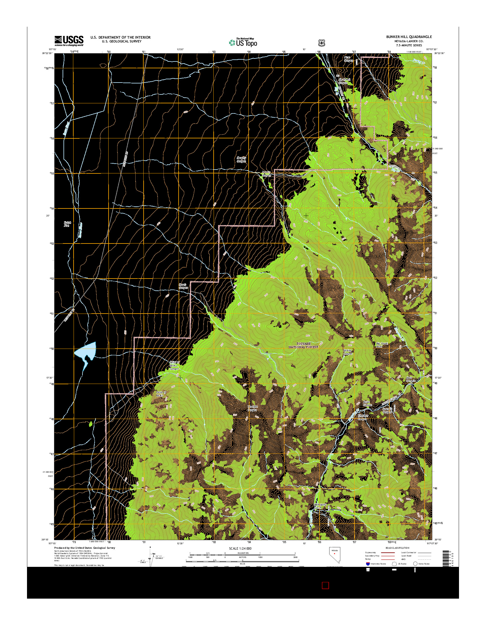 USGS US TOPO 7.5-MINUTE MAP FOR BUNKER HILL, NV 2014