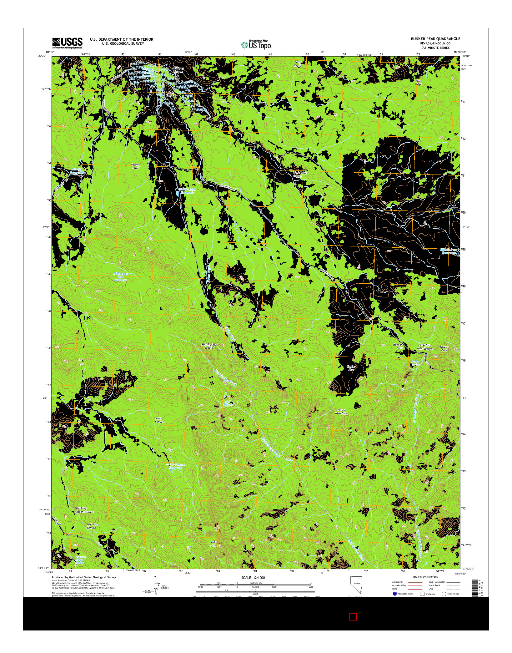 USGS US TOPO 7.5-MINUTE MAP FOR BUNKER PEAK, NV 2014