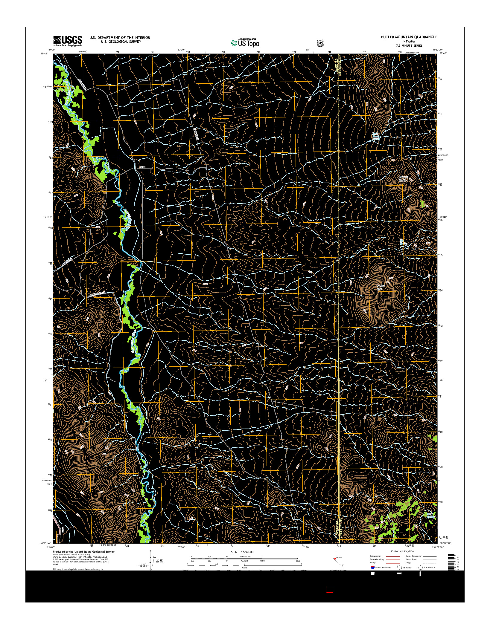 USGS US TOPO 7.5-MINUTE MAP FOR BUTLER MOUNTAIN, NV 2014