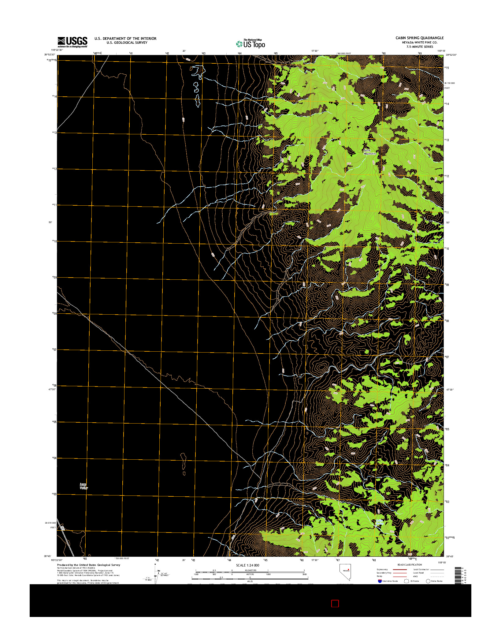 USGS US TOPO 7.5-MINUTE MAP FOR CABIN SPRING, NV 2014