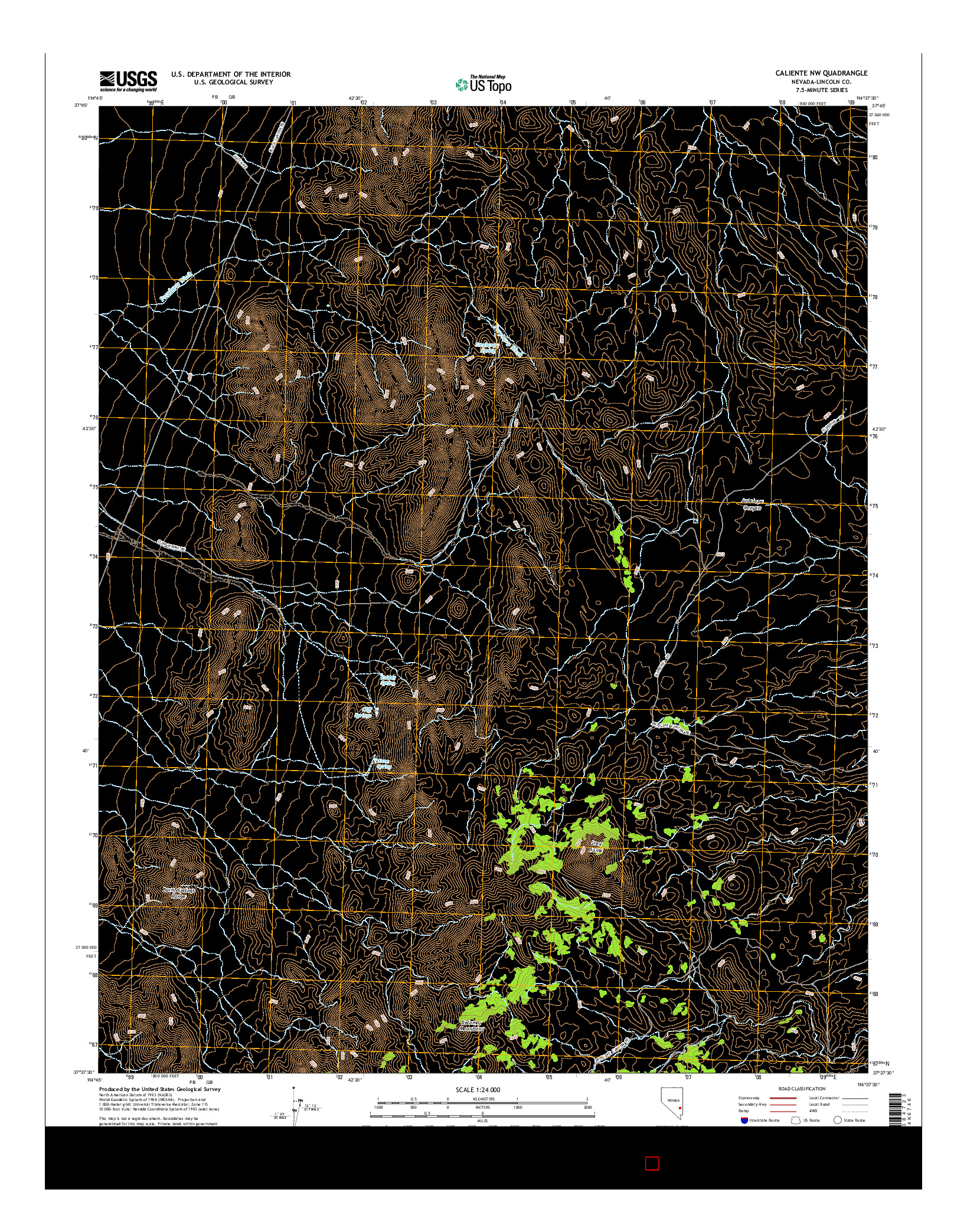 USGS US TOPO 7.5-MINUTE MAP FOR CALIENTE NW, NV 2014
