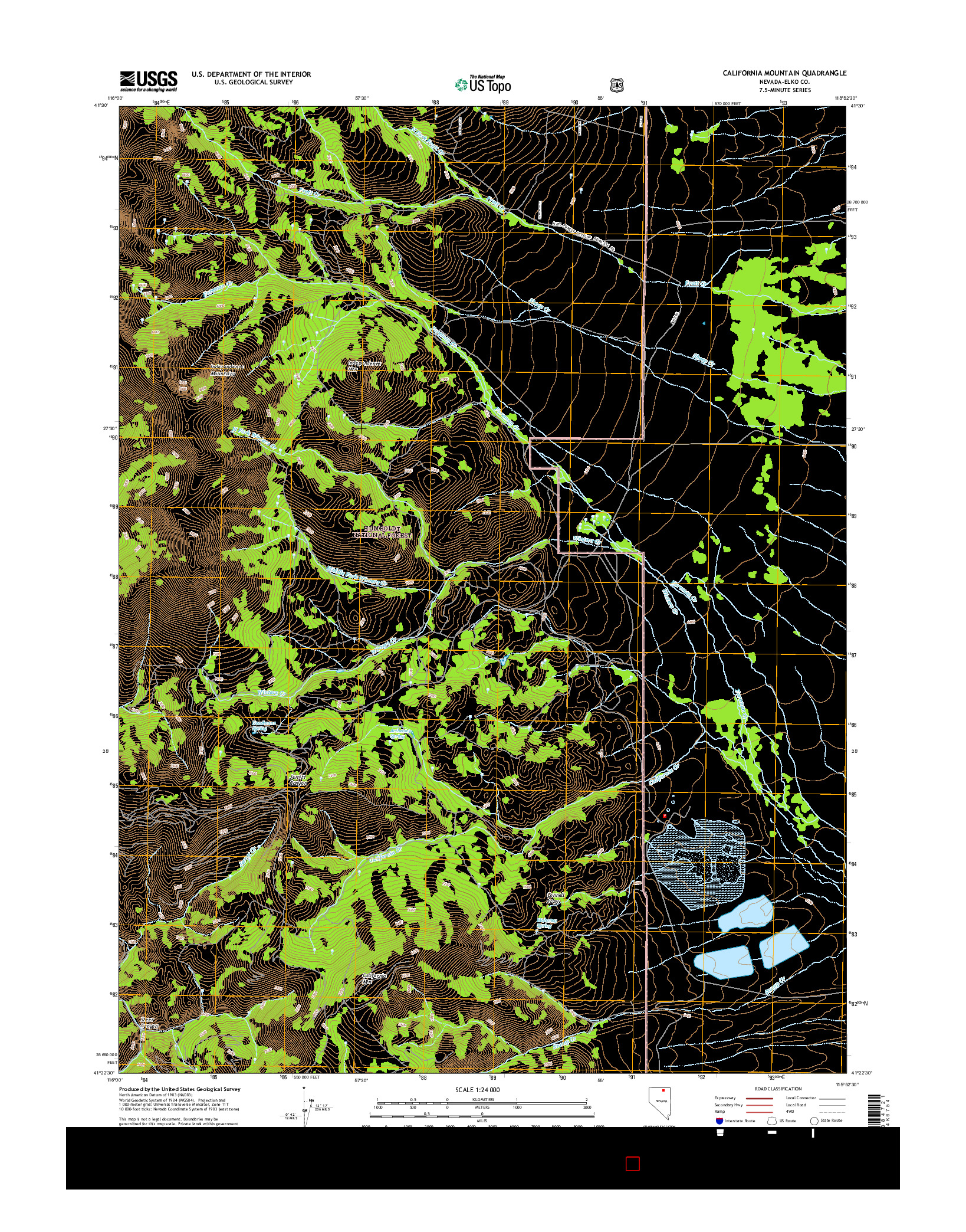 USGS US TOPO 7.5-MINUTE MAP FOR CALIFORNIA MOUNTAIN, NV 2014