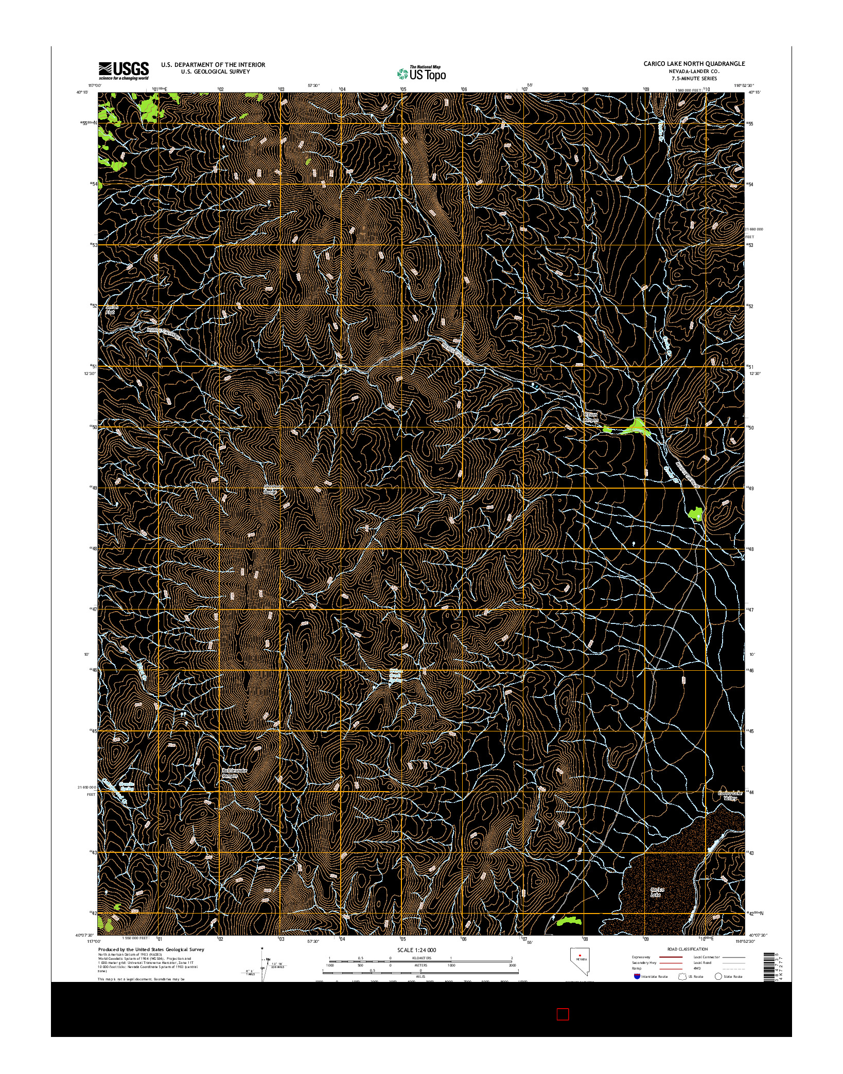 USGS US TOPO 7.5-MINUTE MAP FOR CARICO LAKE NORTH, NV 2014