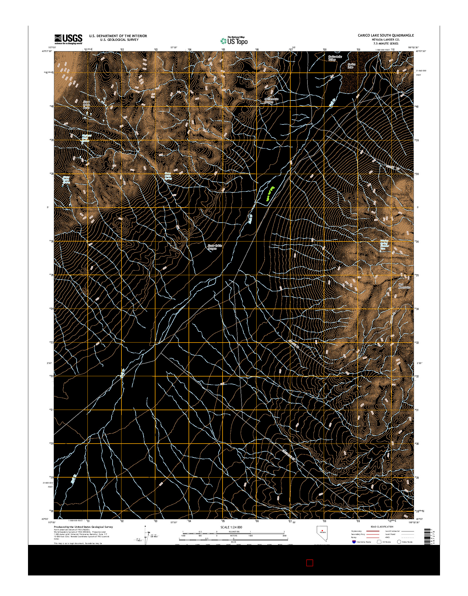 USGS US TOPO 7.5-MINUTE MAP FOR CARICO LAKE SOUTH, NV 2014
