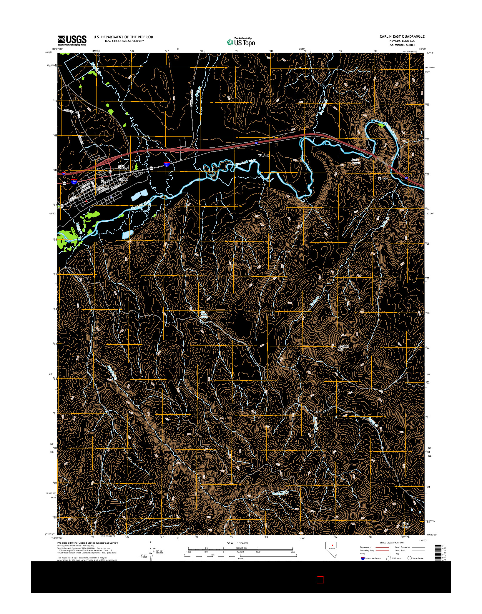 USGS US TOPO 7.5-MINUTE MAP FOR CARLIN EAST, NV 2014
