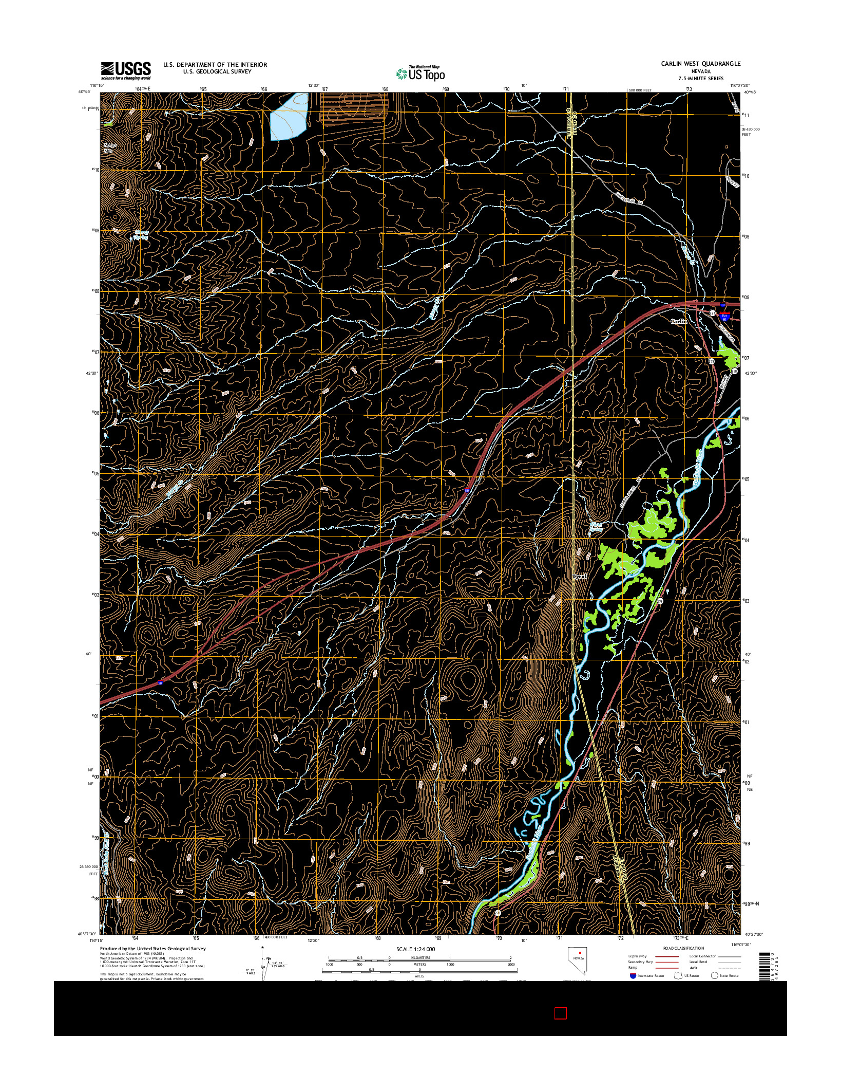 USGS US TOPO 7.5-MINUTE MAP FOR CARLIN WEST, NV 2014