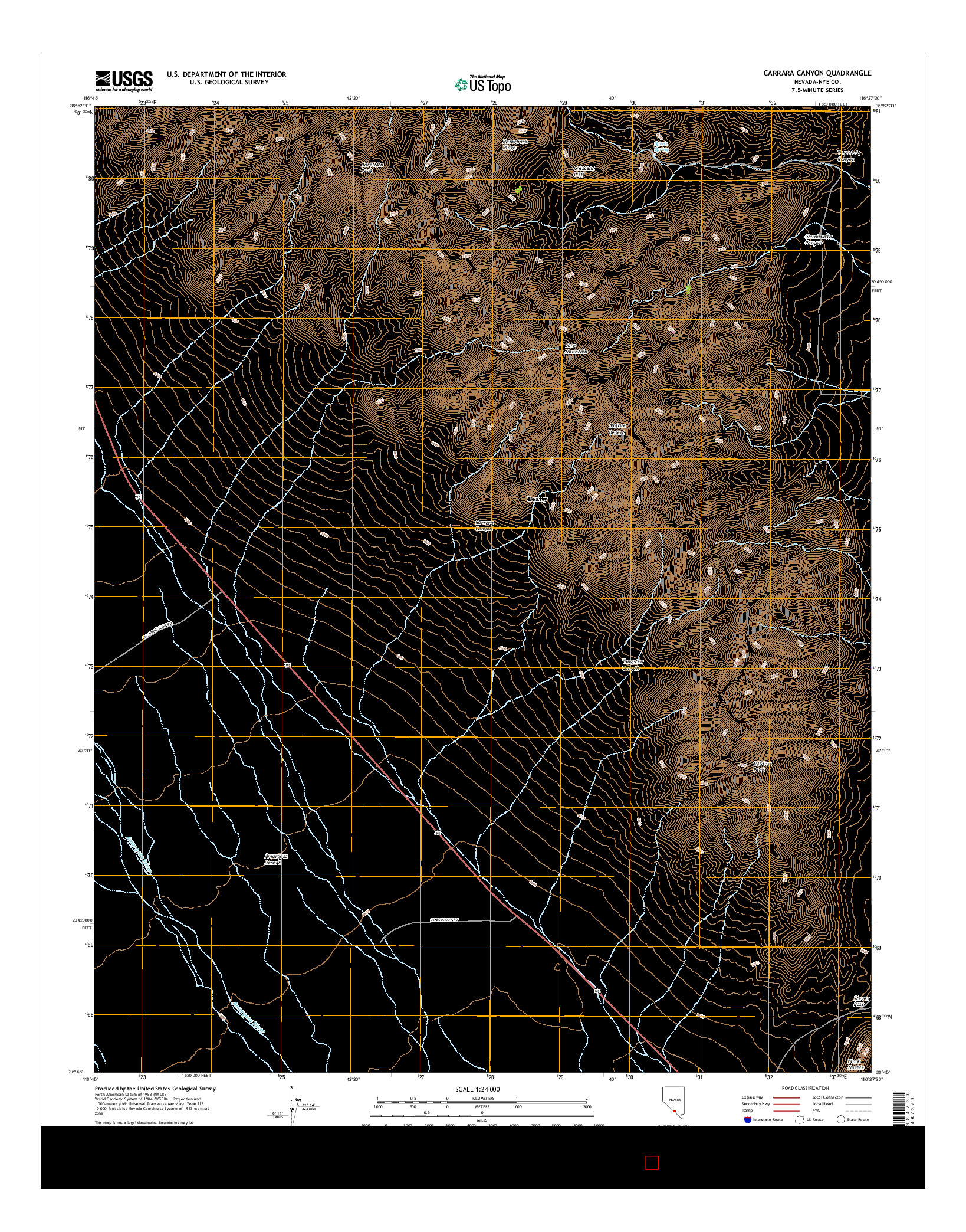 USGS US TOPO 7.5-MINUTE MAP FOR CARRARA CANYON, NV 2014