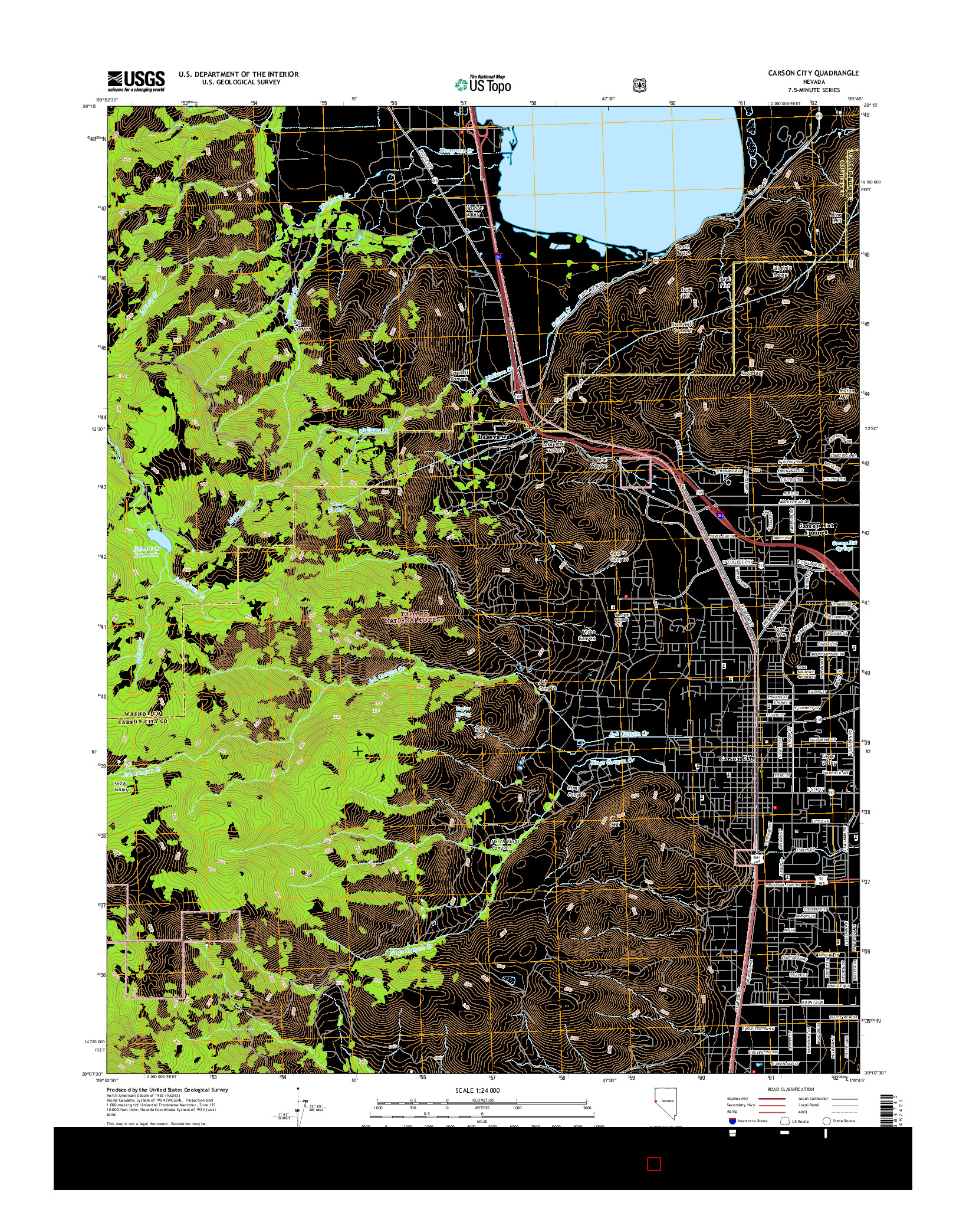 USGS US TOPO 7.5-MINUTE MAP FOR CARSON CITY, NV 2014