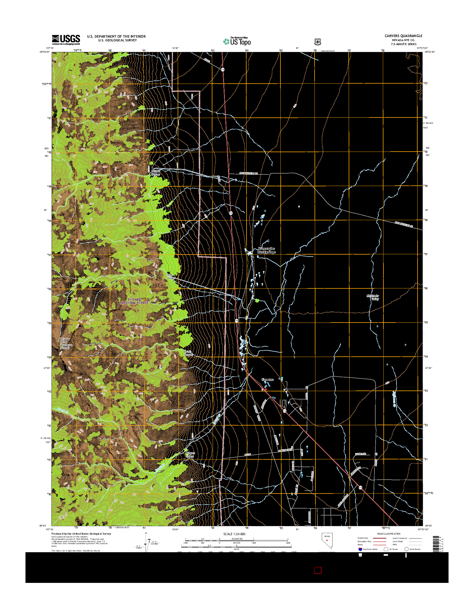 USGS US TOPO 7.5-MINUTE MAP FOR CARVERS, NV 2014