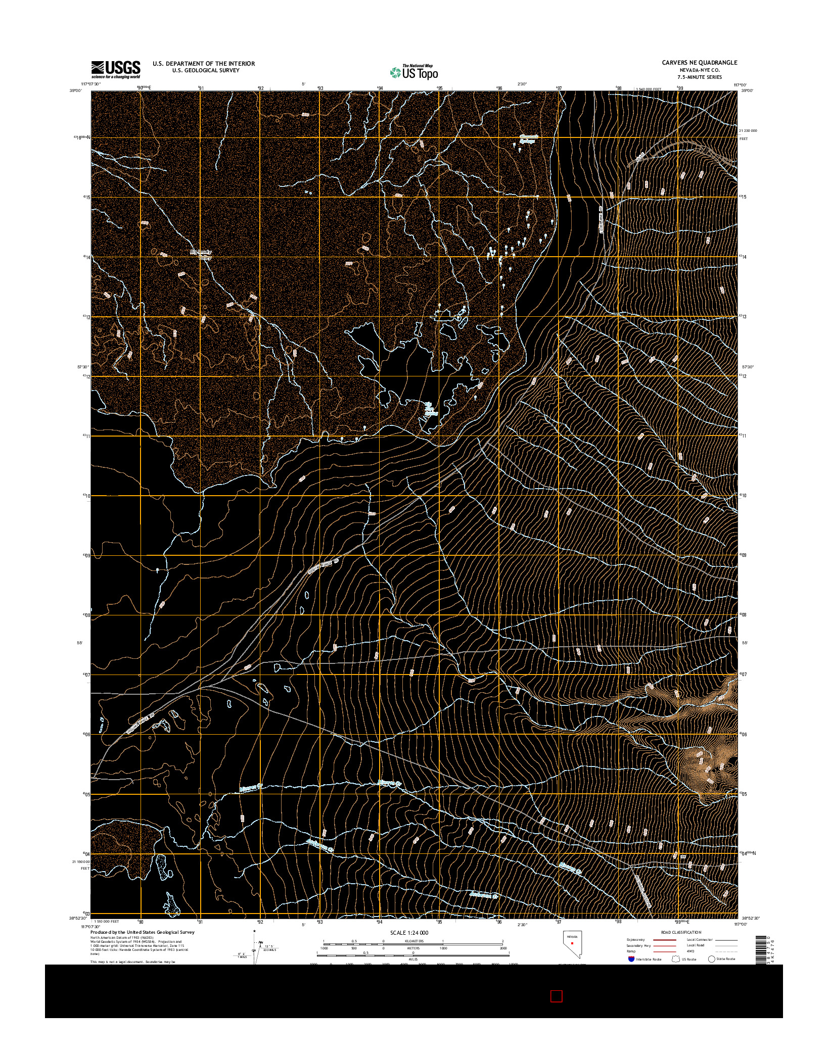 USGS US TOPO 7.5-MINUTE MAP FOR CARVERS NE, NV 2014