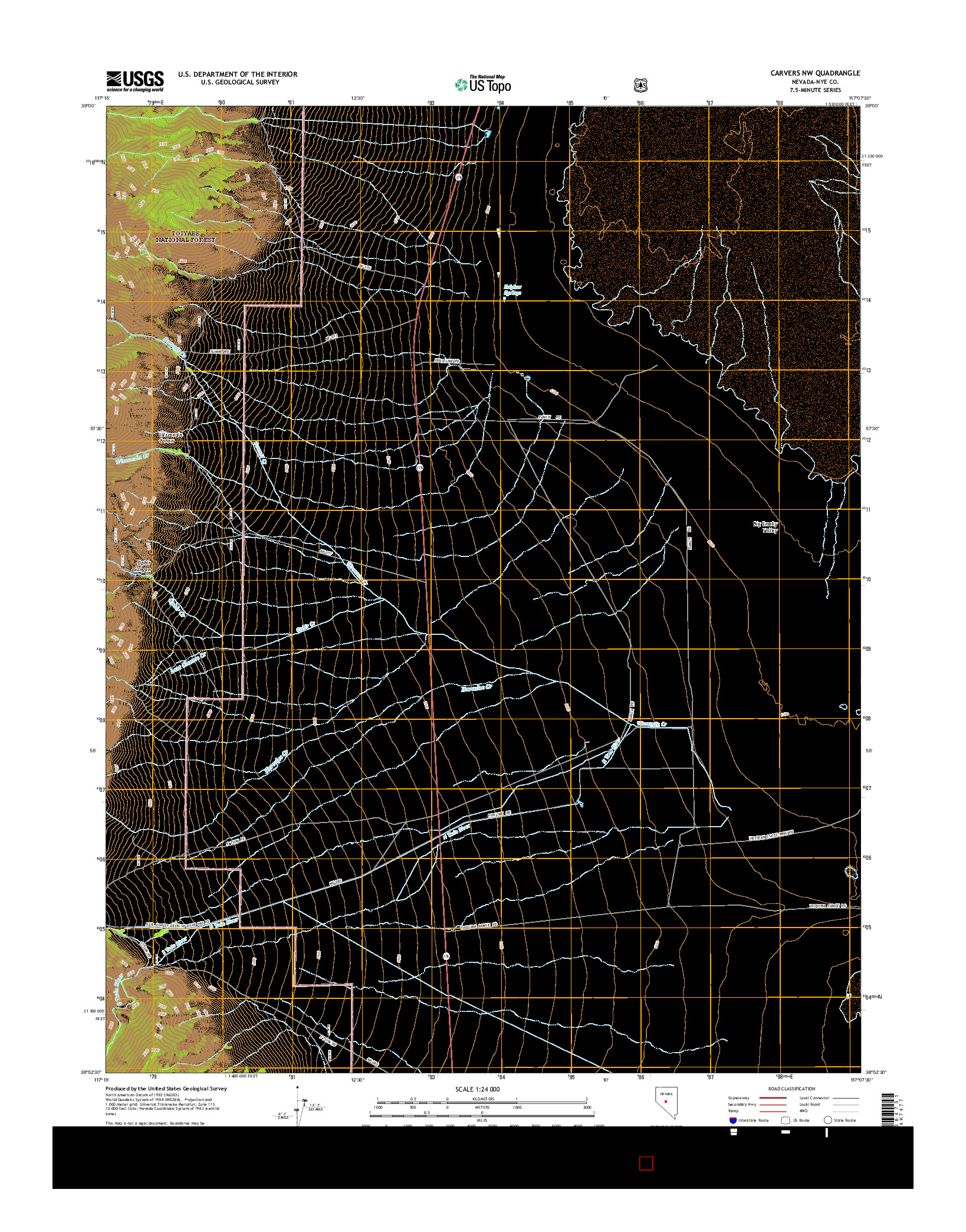 USGS US TOPO 7.5-MINUTE MAP FOR CARVERS NW, NV 2014