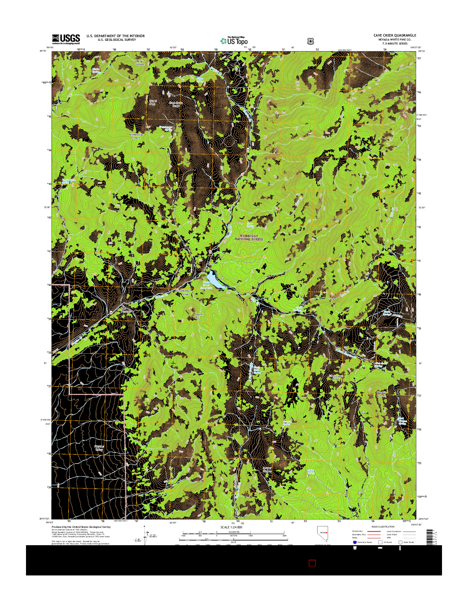 USGS US TOPO 7.5-MINUTE MAP FOR CAVE CREEK, NV 2014