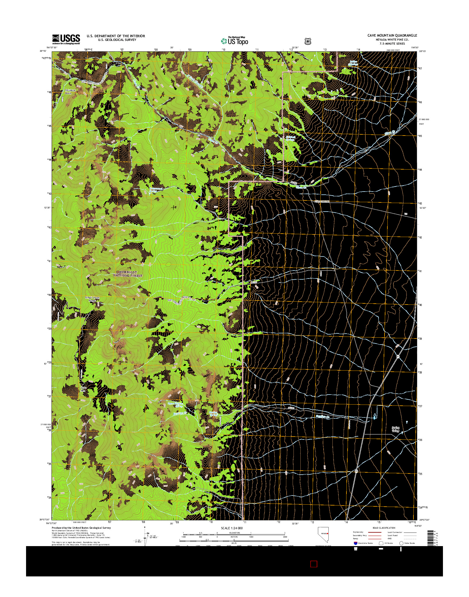 USGS US TOPO 7.5-MINUTE MAP FOR CAVE MOUNTAIN, NV 2014