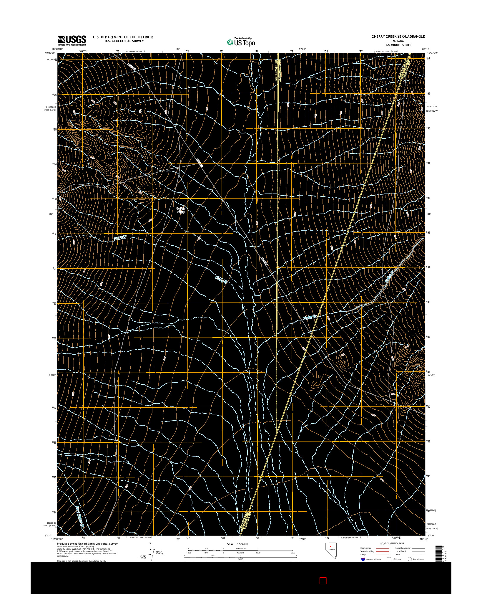 USGS US TOPO 7.5-MINUTE MAP FOR CHERRY CREEK SE, NV 2014