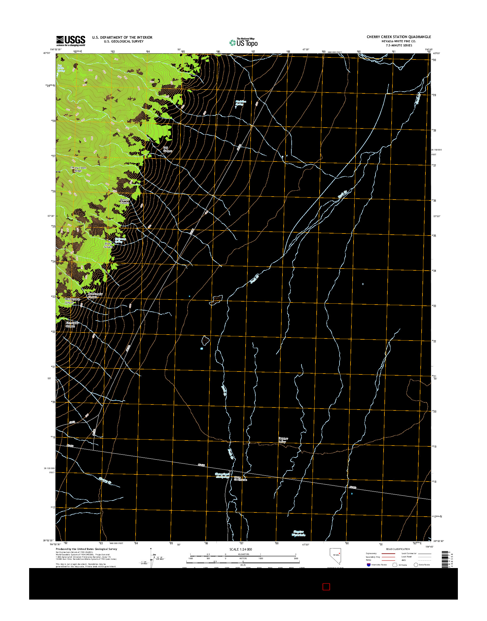 USGS US TOPO 7.5-MINUTE MAP FOR CHERRY CREEK STATION, NV 2014