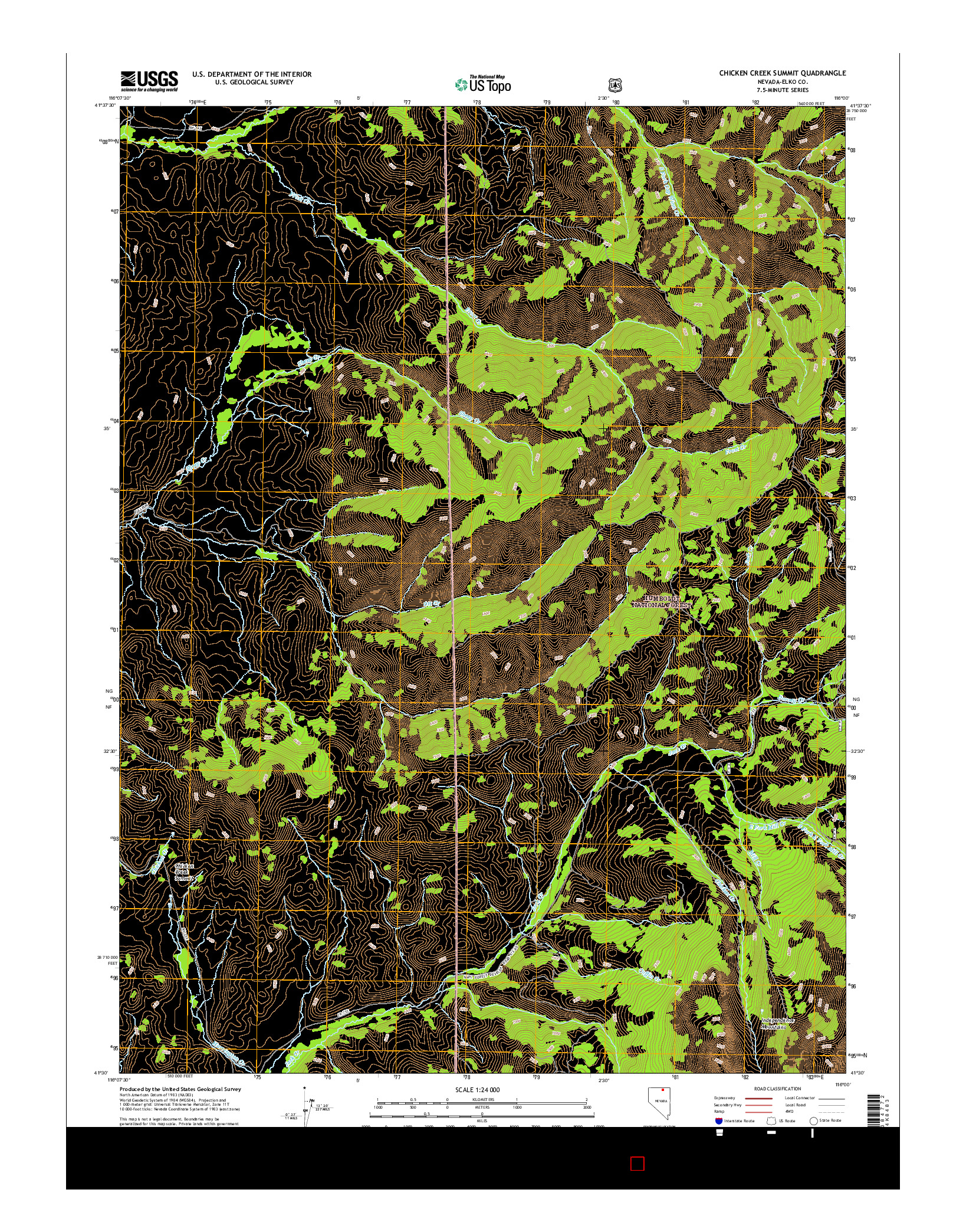 USGS US TOPO 7.5-MINUTE MAP FOR CHICKEN CREEK SUMMIT, NV 2014