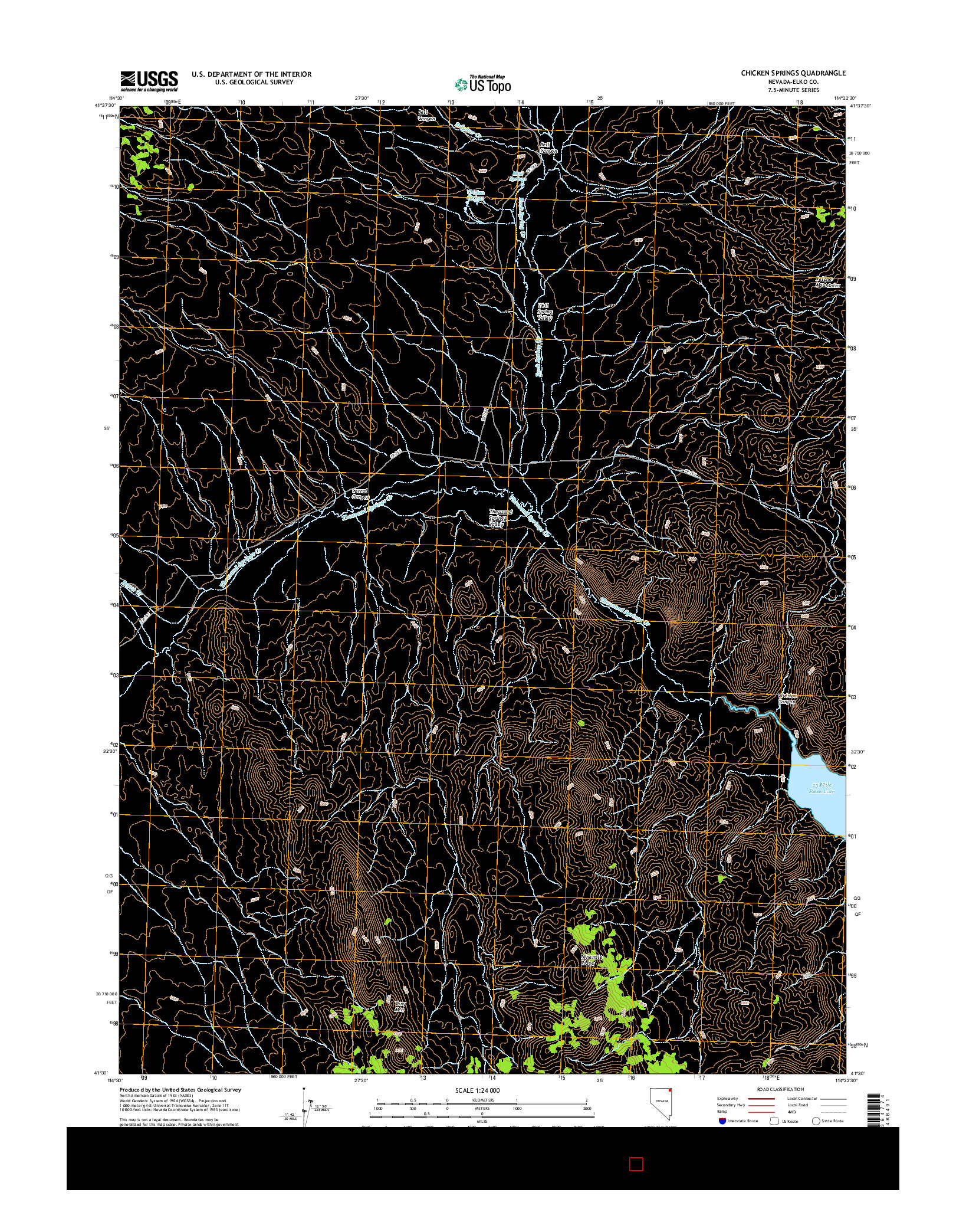 USGS US TOPO 7.5-MINUTE MAP FOR CHICKEN SPRINGS, NV 2014