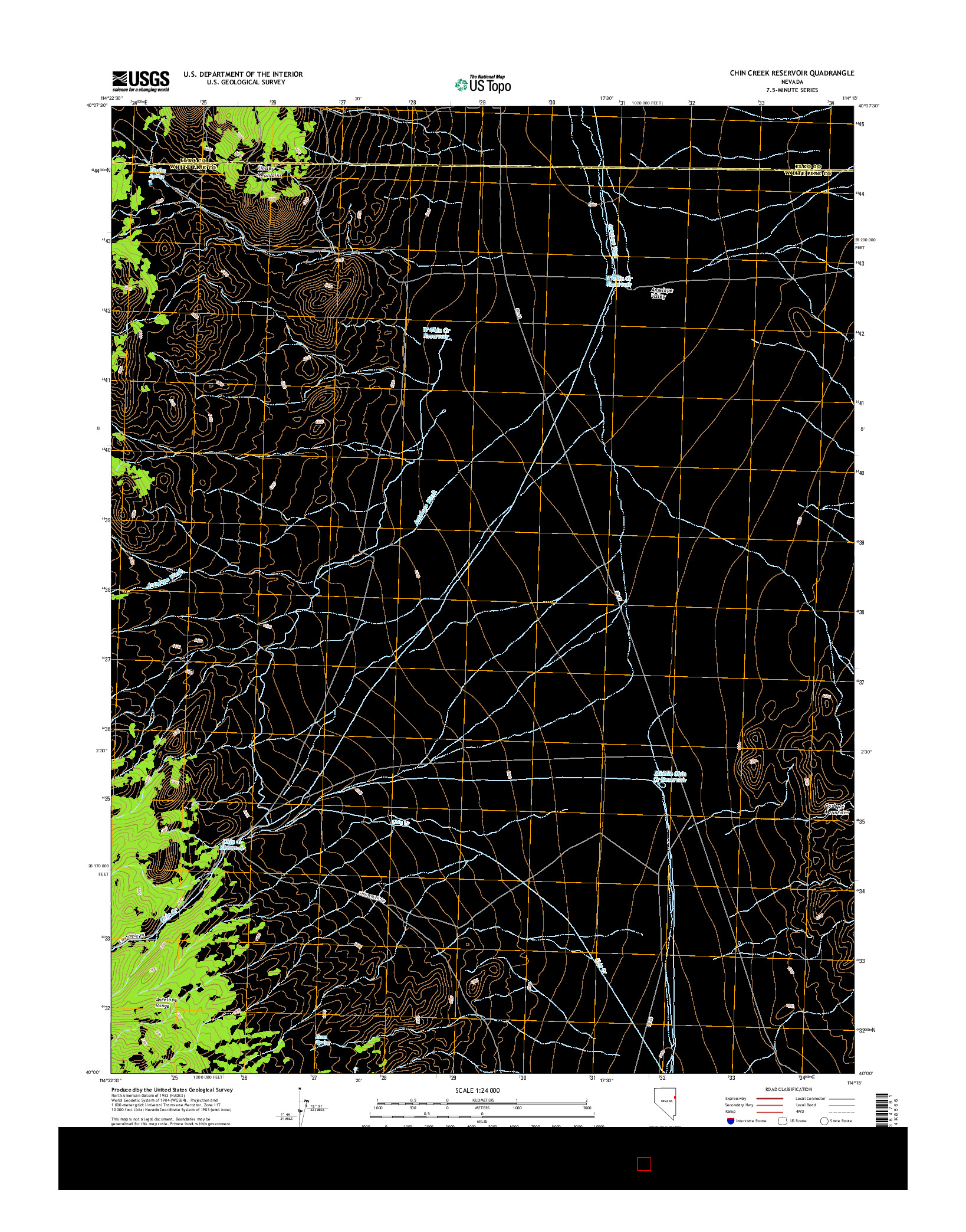 USGS US TOPO 7.5-MINUTE MAP FOR CHIN CREEK RESERVOIR, NV 2014