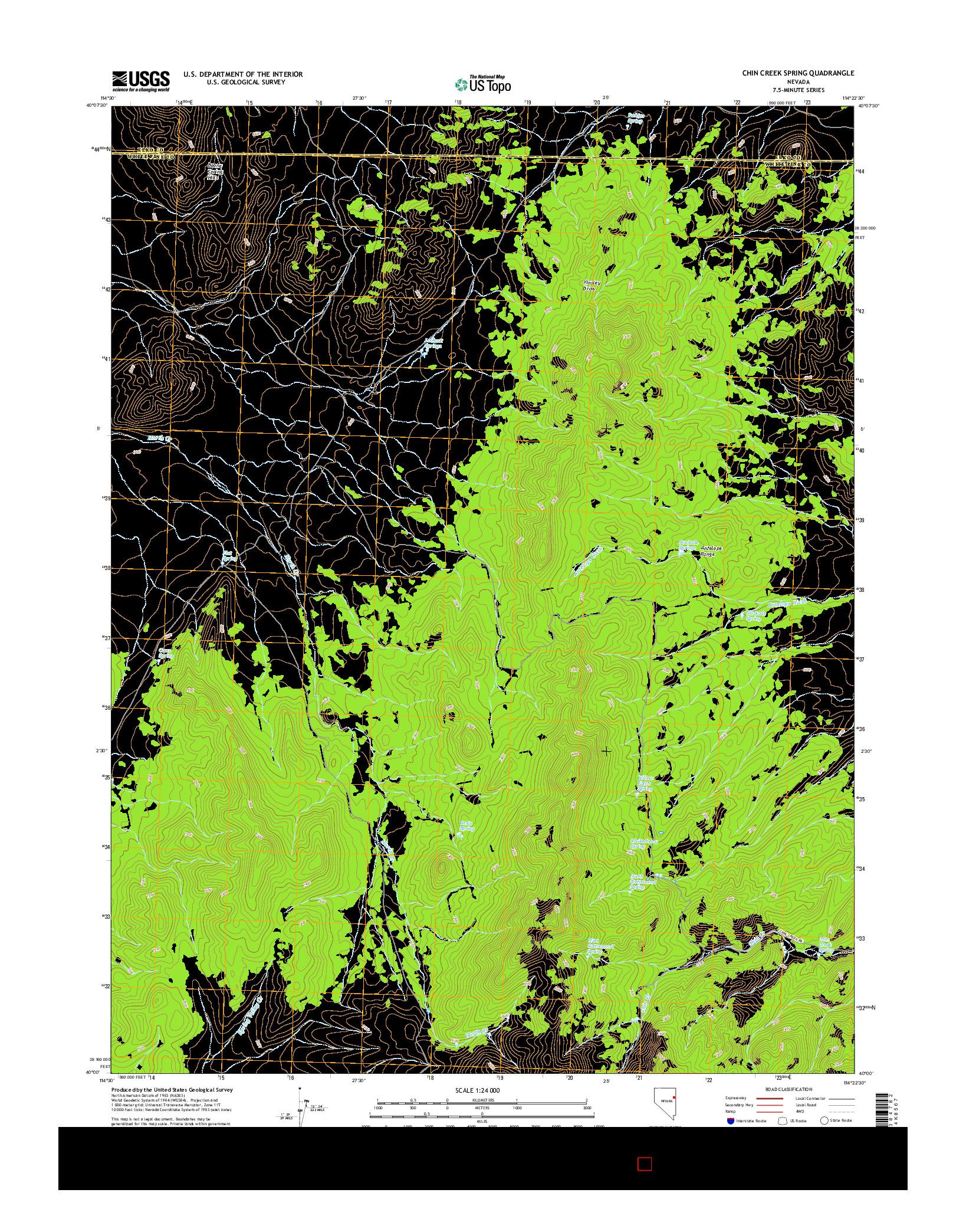 USGS US TOPO 7.5-MINUTE MAP FOR CHIN CREEK SPRING, NV 2014