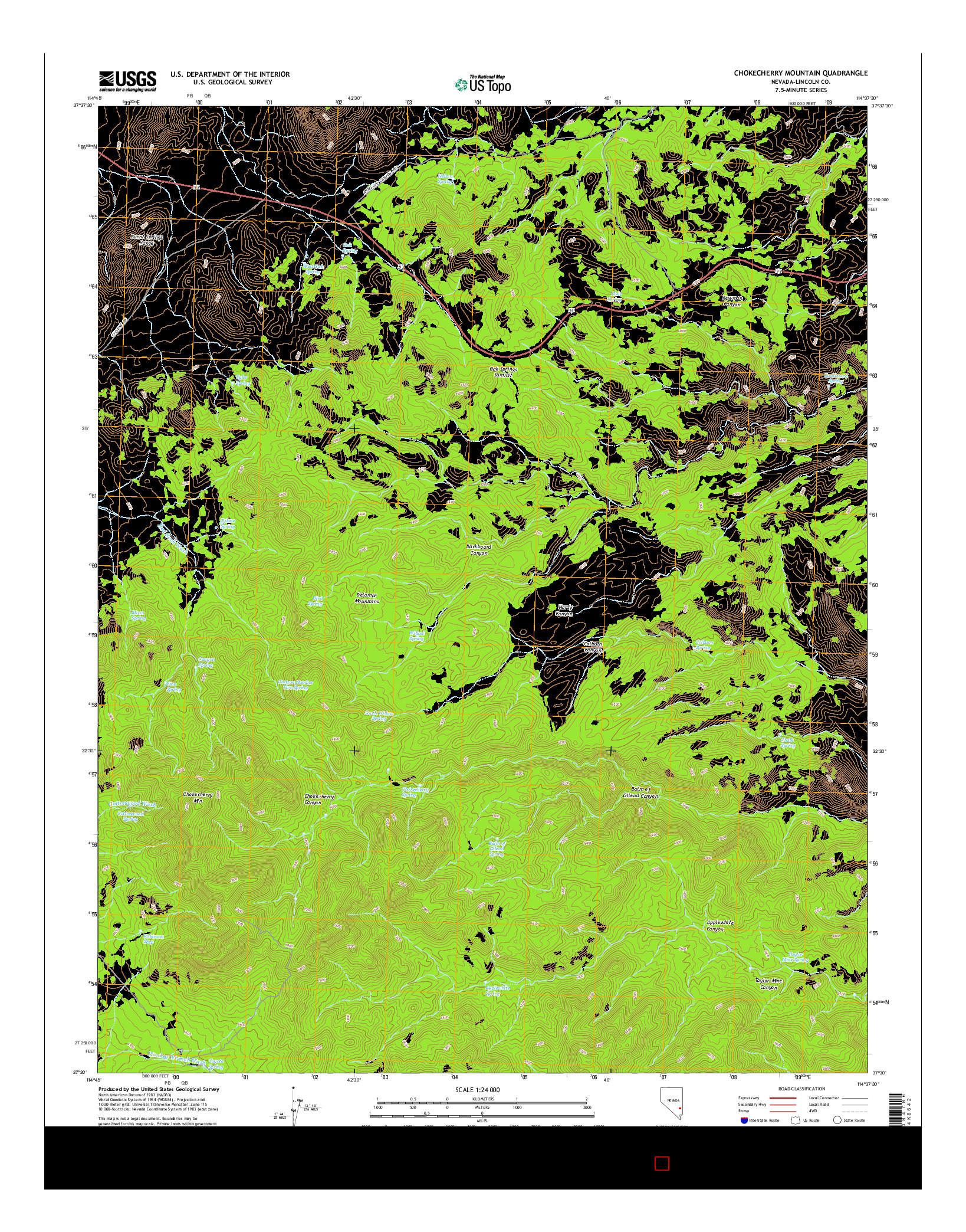 USGS US TOPO 7.5-MINUTE MAP FOR CHOKECHERRY MOUNTAIN, NV 2014