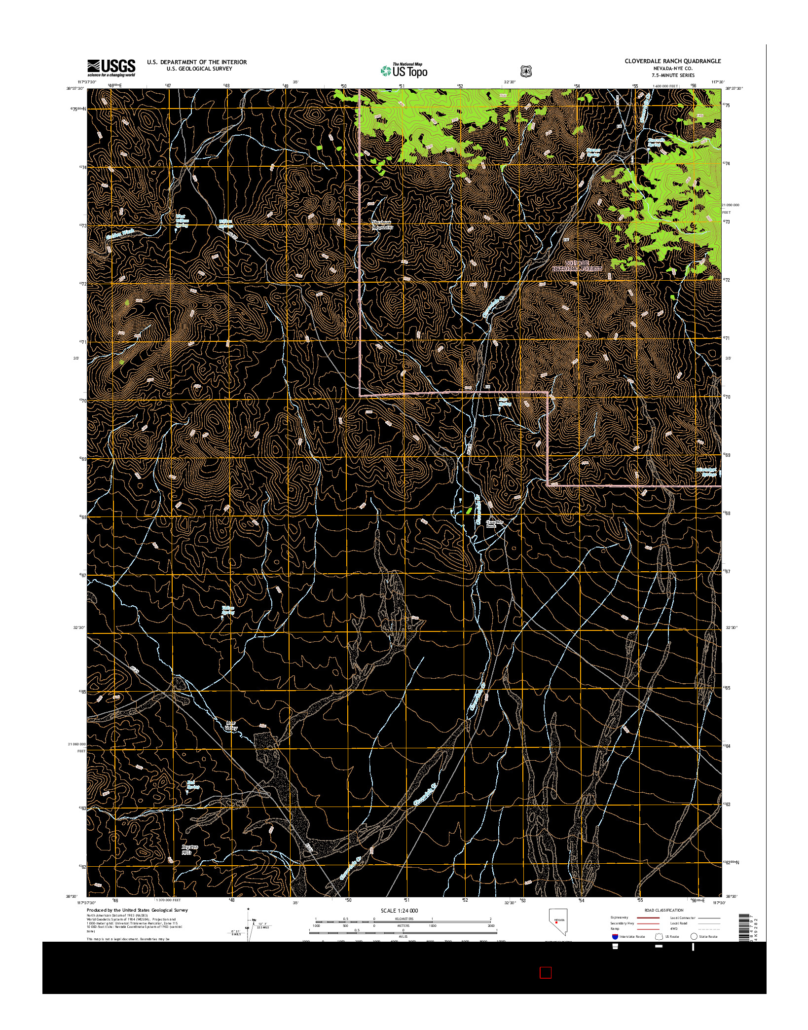 USGS US TOPO 7.5-MINUTE MAP FOR CLOVERDALE RANCH, NV 2014