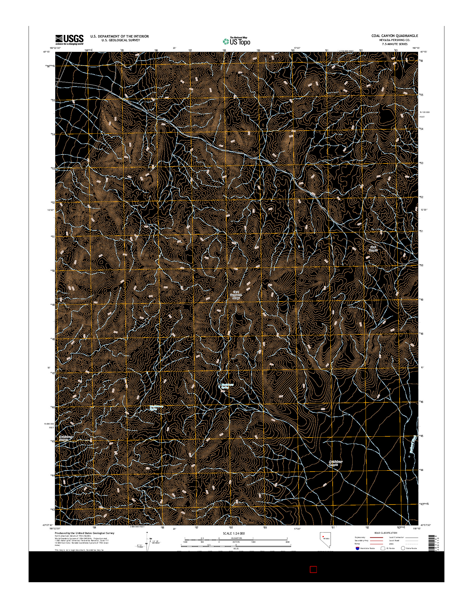 USGS US TOPO 7.5-MINUTE MAP FOR COAL CANYON, NV 2014