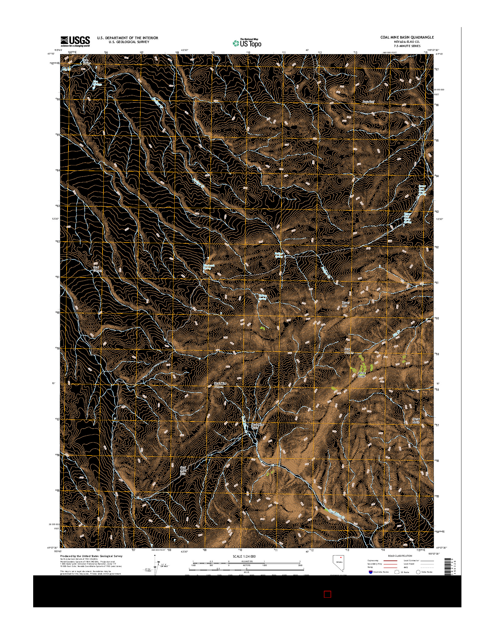 USGS US TOPO 7.5-MINUTE MAP FOR COAL MINE BASIN, NV 2014