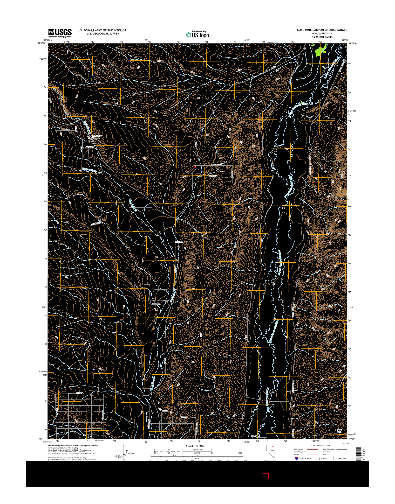USGS US TOPO 7.5-MINUTE MAP FOR COAL MINE CANYON SE, NV 2014