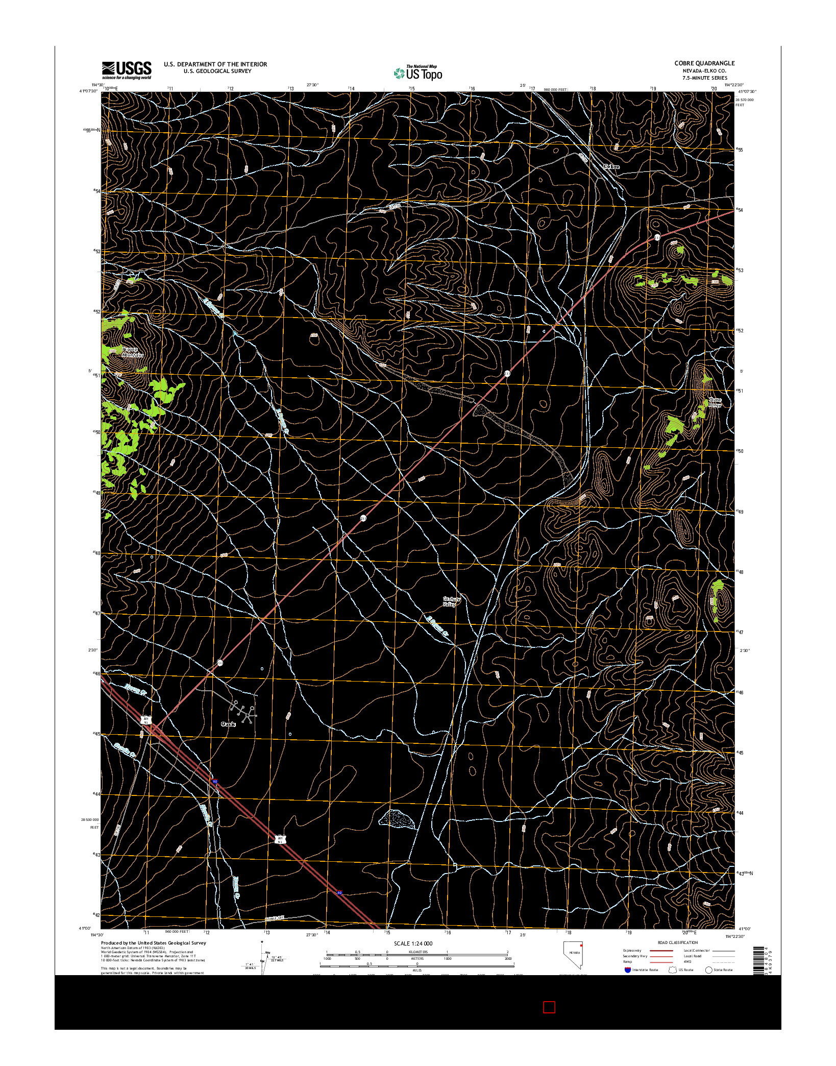 USGS US TOPO 7.5-MINUTE MAP FOR COBRE, NV 2014