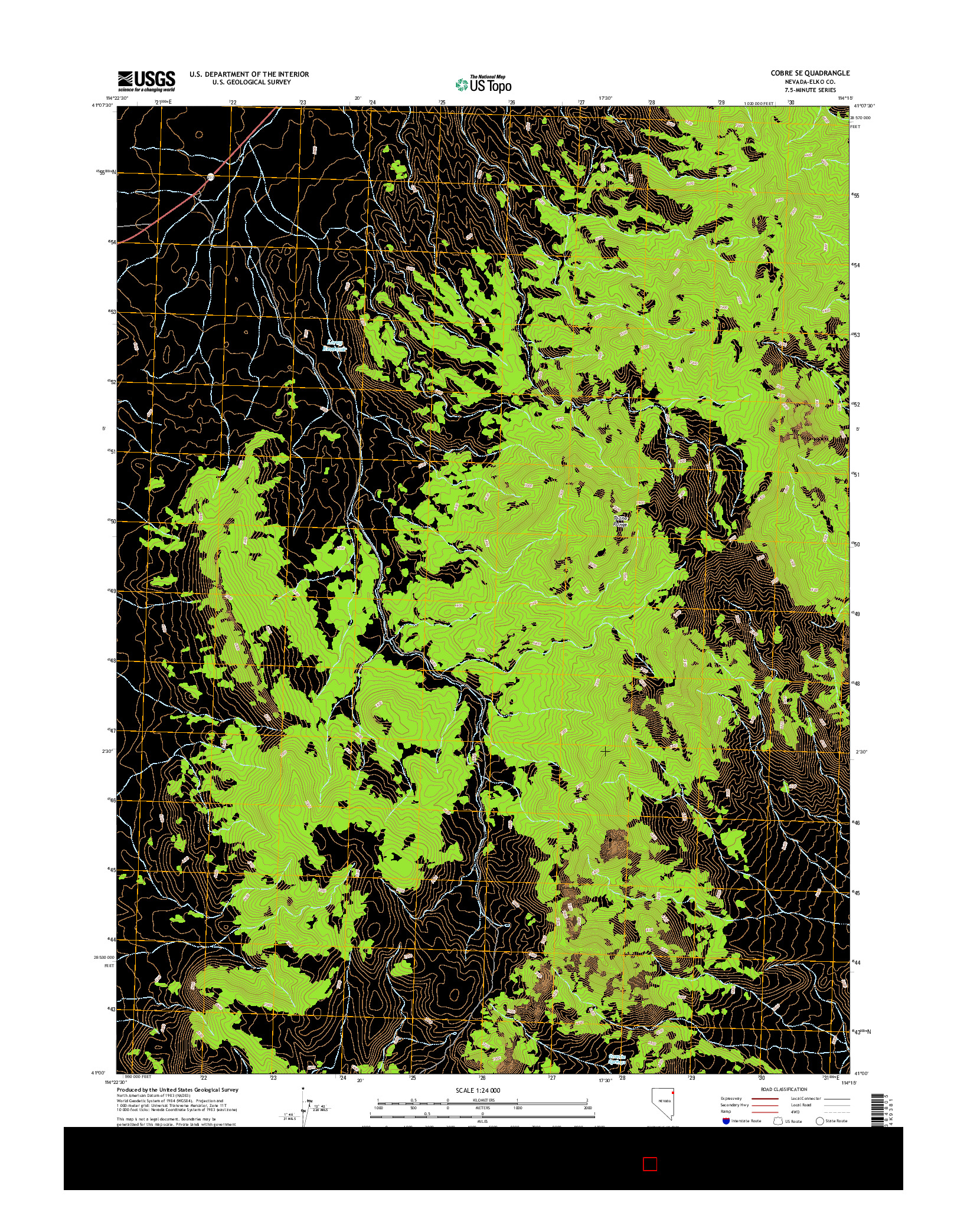 USGS US TOPO 7.5-MINUTE MAP FOR COBRE SE, NV 2014