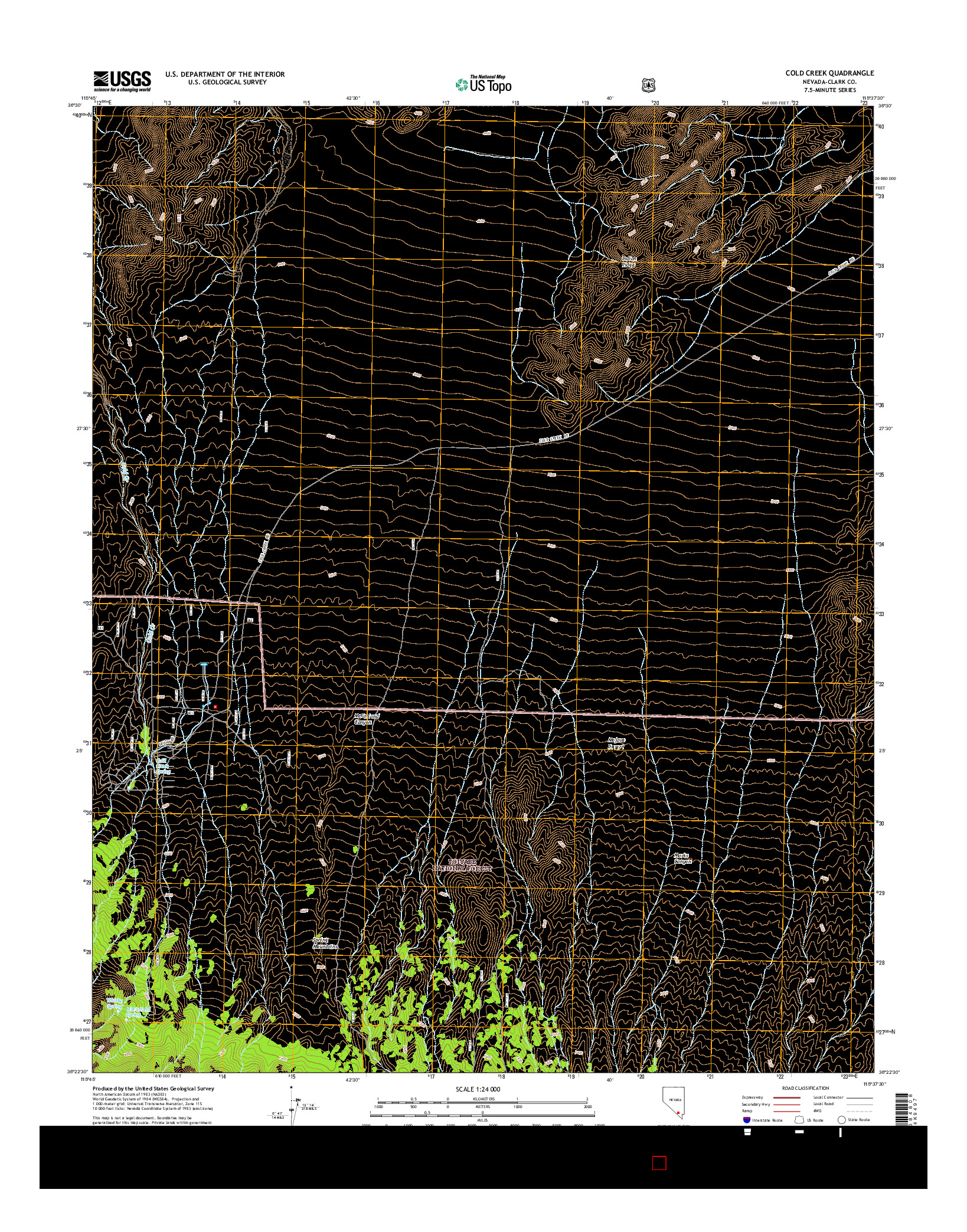 USGS US TOPO 7.5-MINUTE MAP FOR COLD CREEK, NV 2014