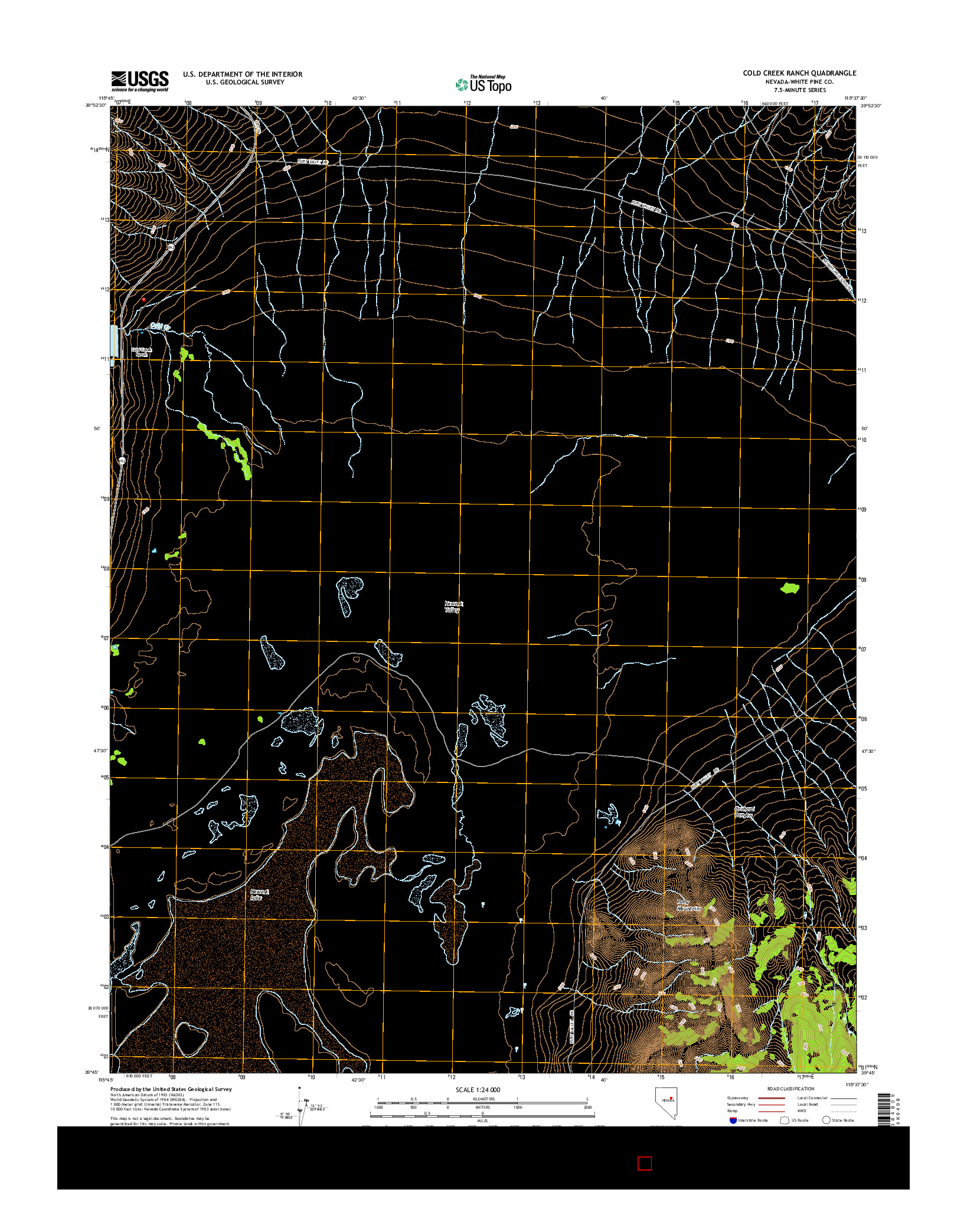 USGS US TOPO 7.5-MINUTE MAP FOR COLD CREEK RANCH, NV 2014