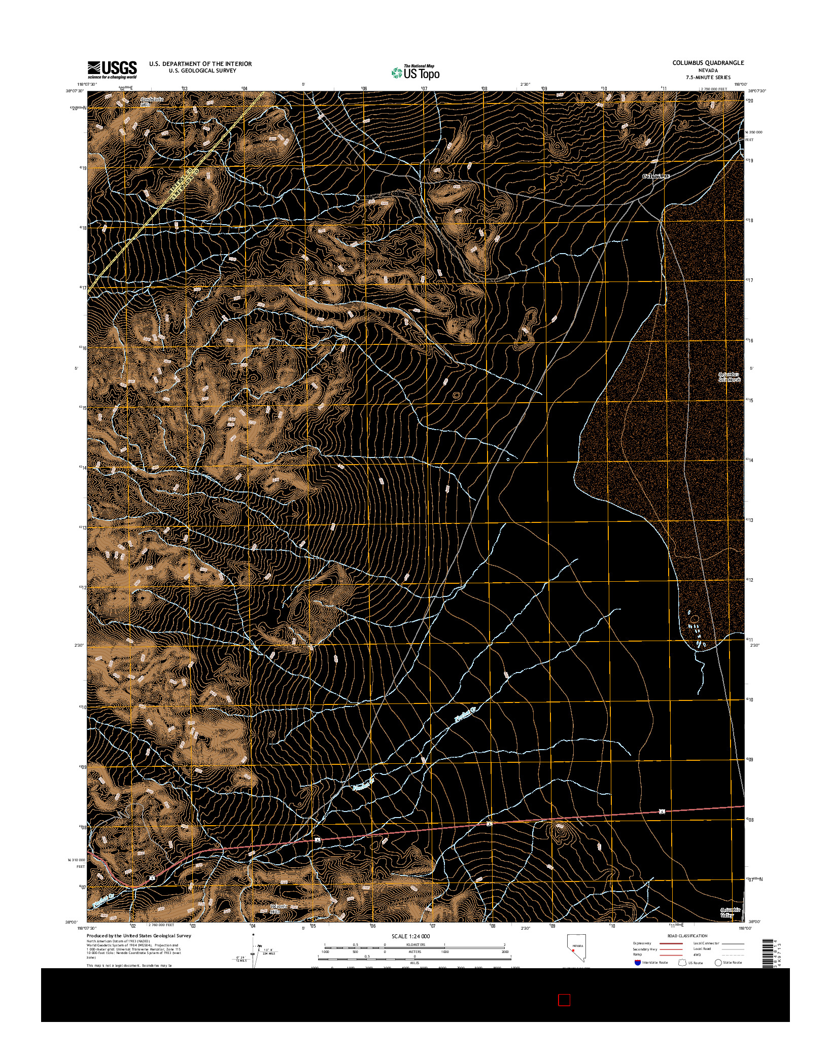 USGS US TOPO 7.5-MINUTE MAP FOR COLUMBUS, NV 2014