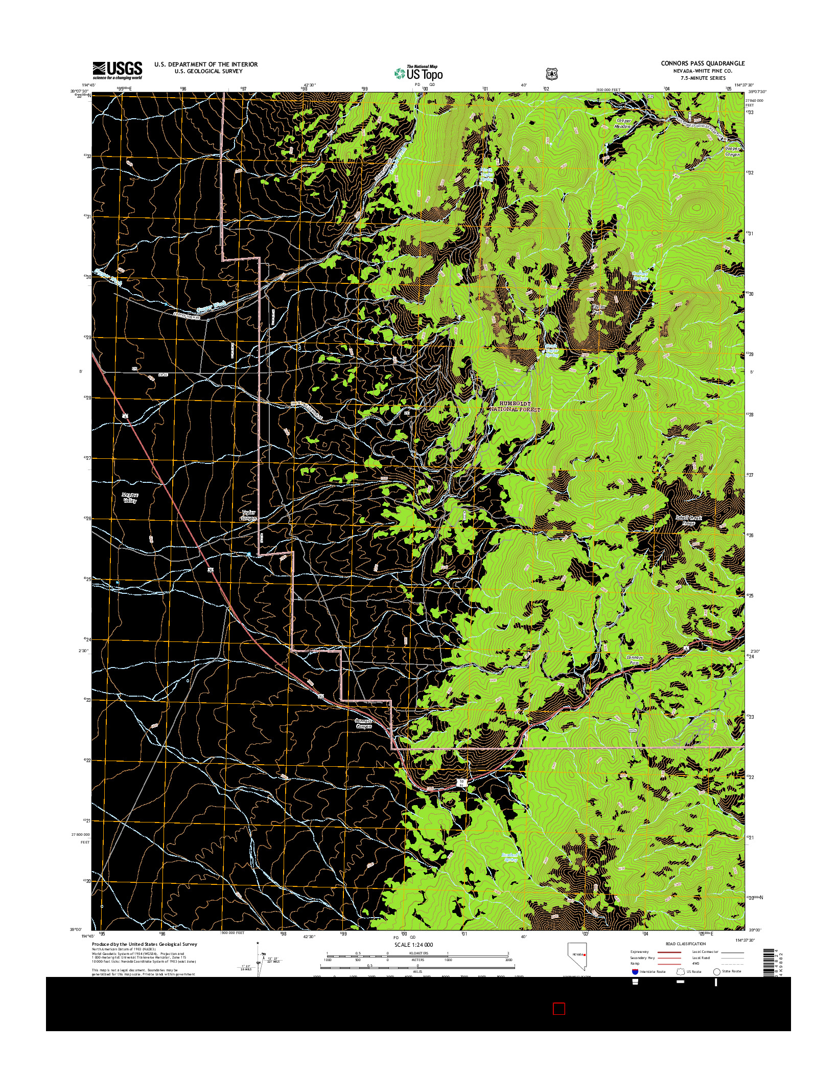 USGS US TOPO 7.5-MINUTE MAP FOR CONNORS PASS, NV 2014