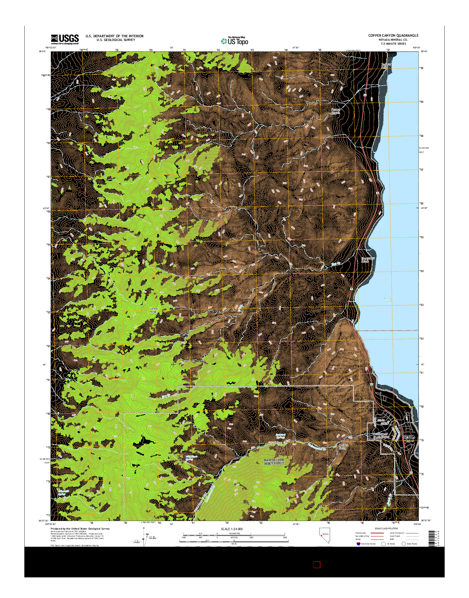 USGS US TOPO 7.5-MINUTE MAP FOR COPPER CANYON, NV 2014