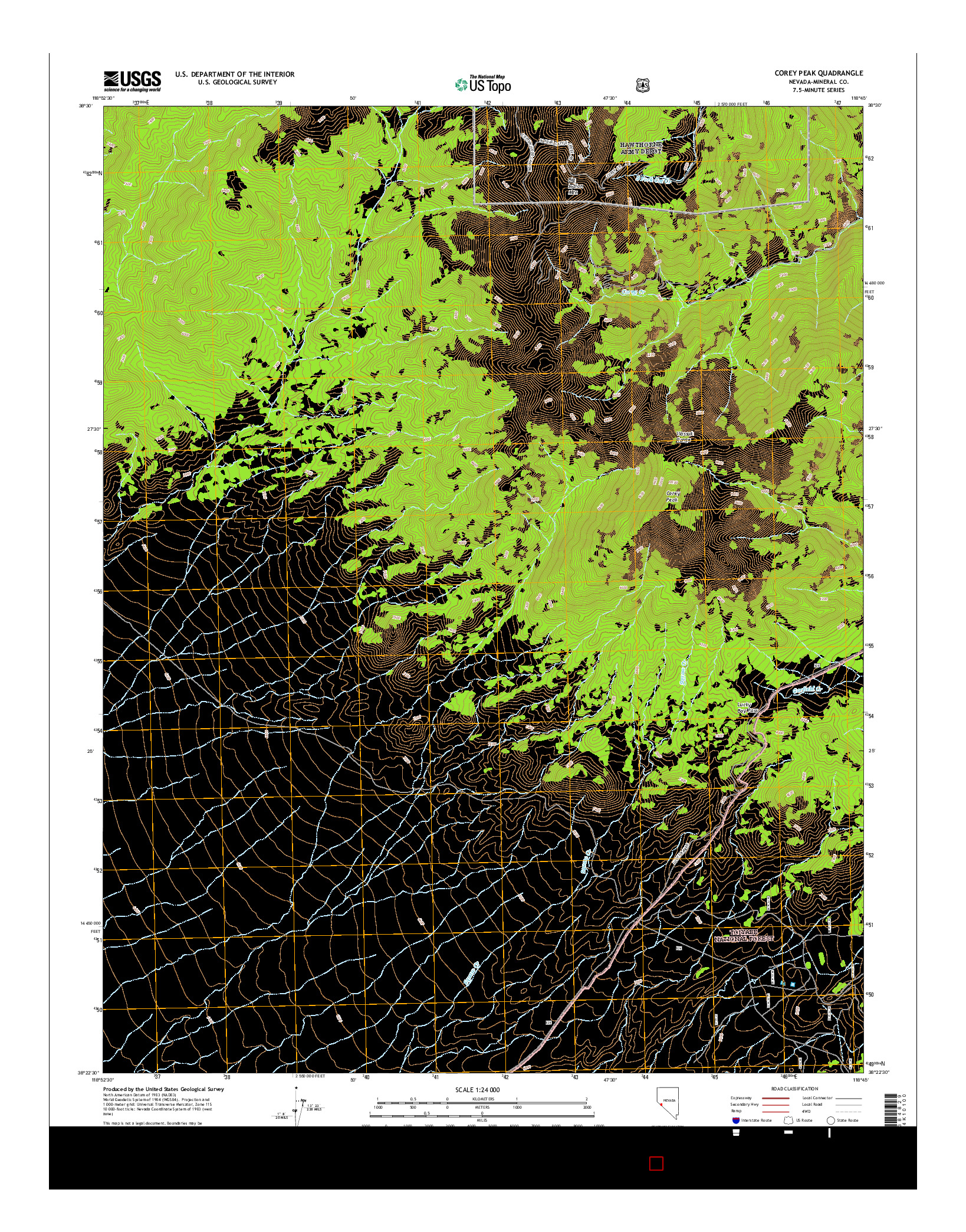 USGS US TOPO 7.5-MINUTE MAP FOR COREY PEAK, NV 2014
