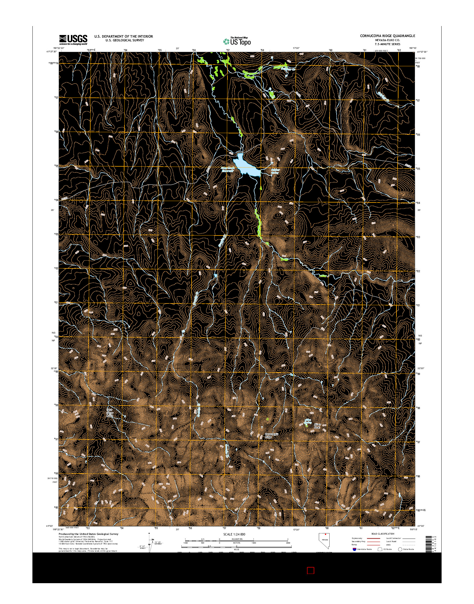USGS US TOPO 7.5-MINUTE MAP FOR CORNUCOPIA RIDGE, NV 2014