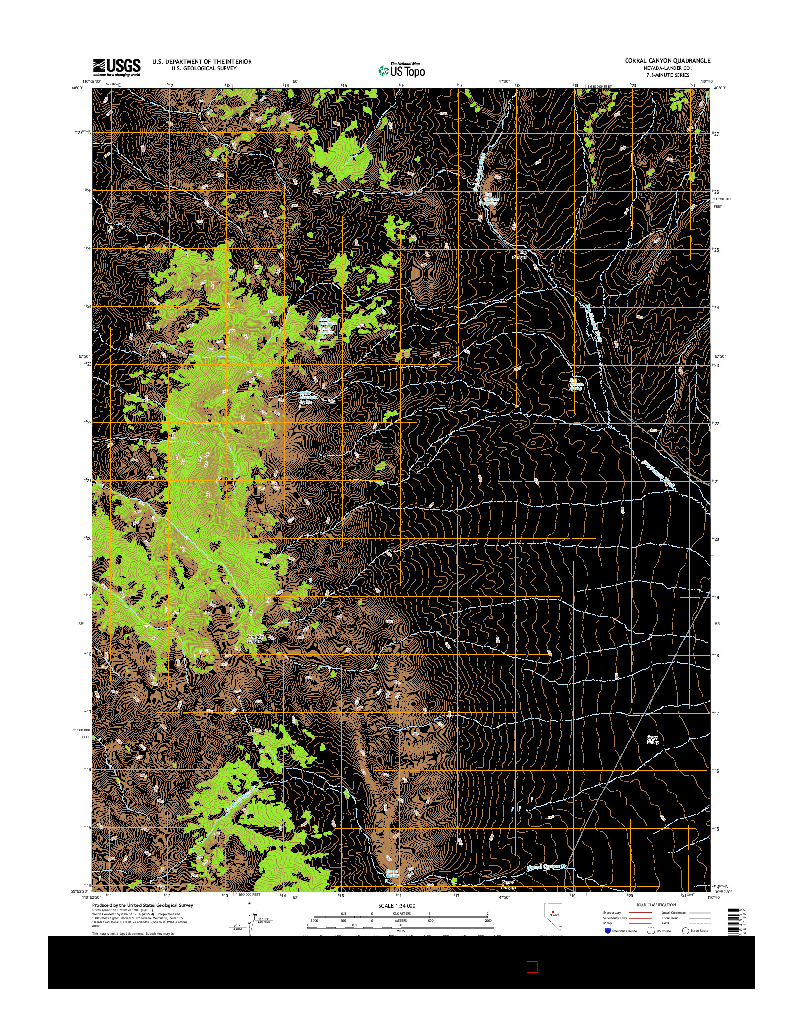 USGS US TOPO 7.5-MINUTE MAP FOR CORRAL CANYON, NV 2014