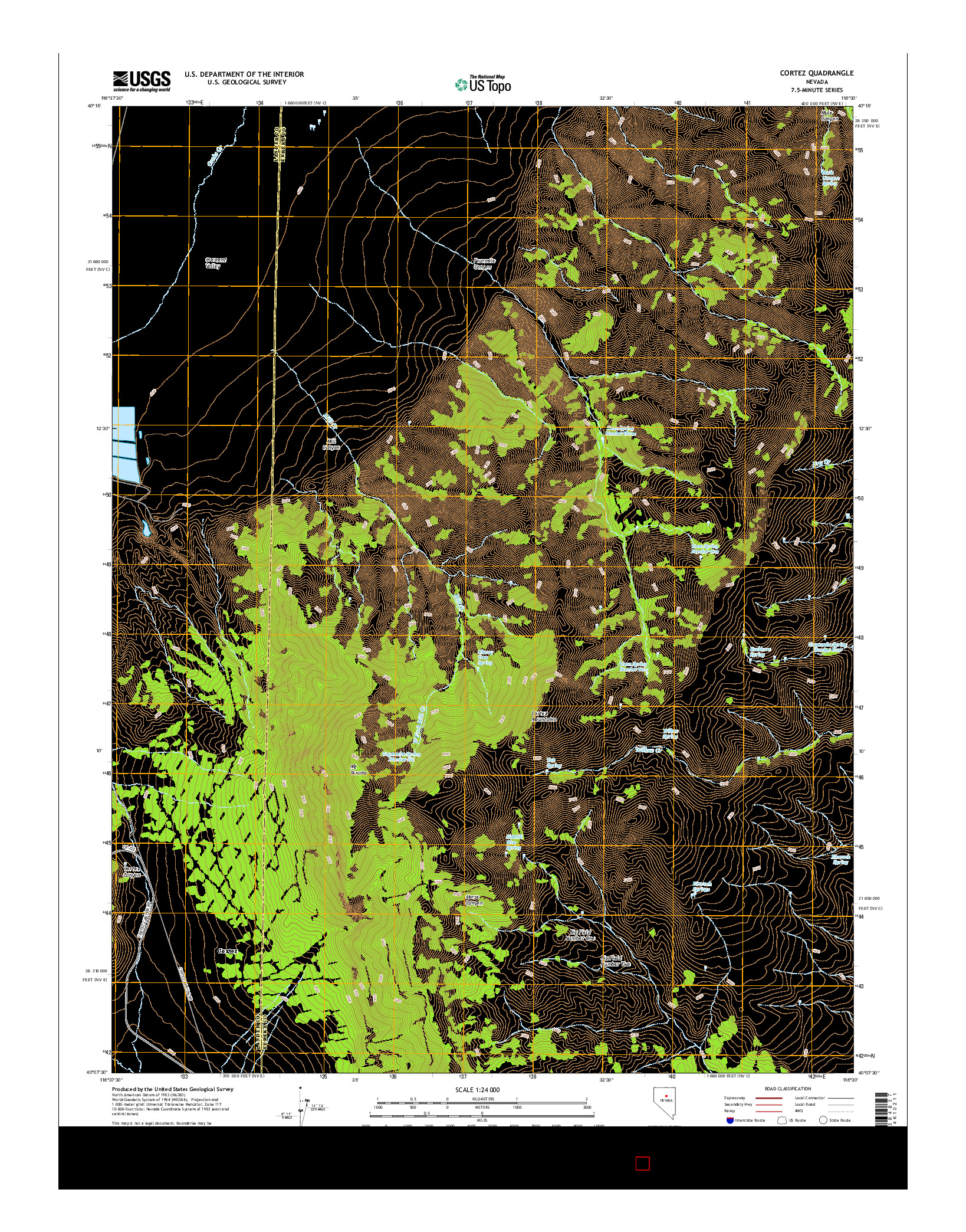 USGS US TOPO 7.5-MINUTE MAP FOR CORTEZ, NV 2014