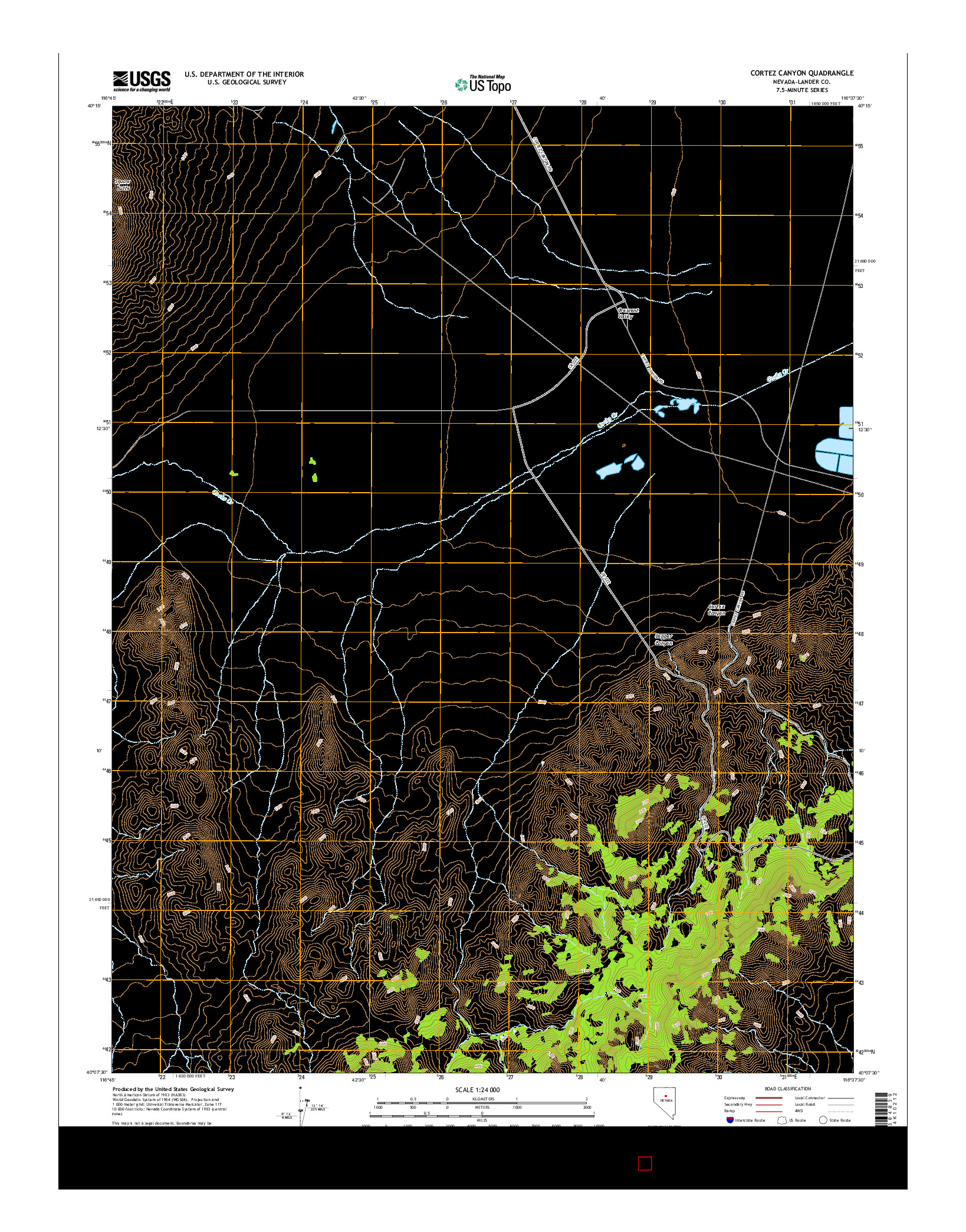 USGS US TOPO 7.5-MINUTE MAP FOR CORTEZ CANYON, NV 2014